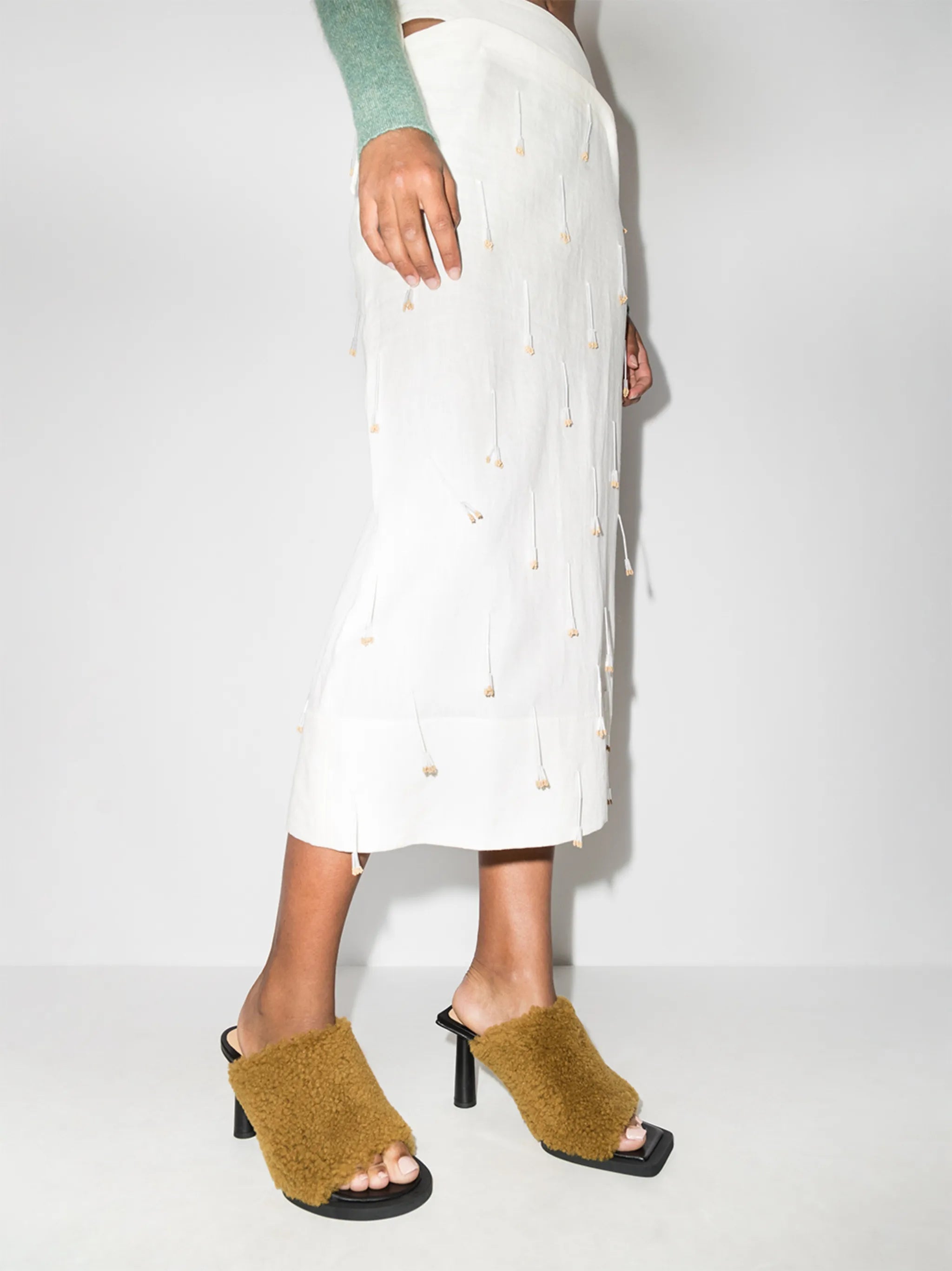 75mm shearling asymmetric sandals