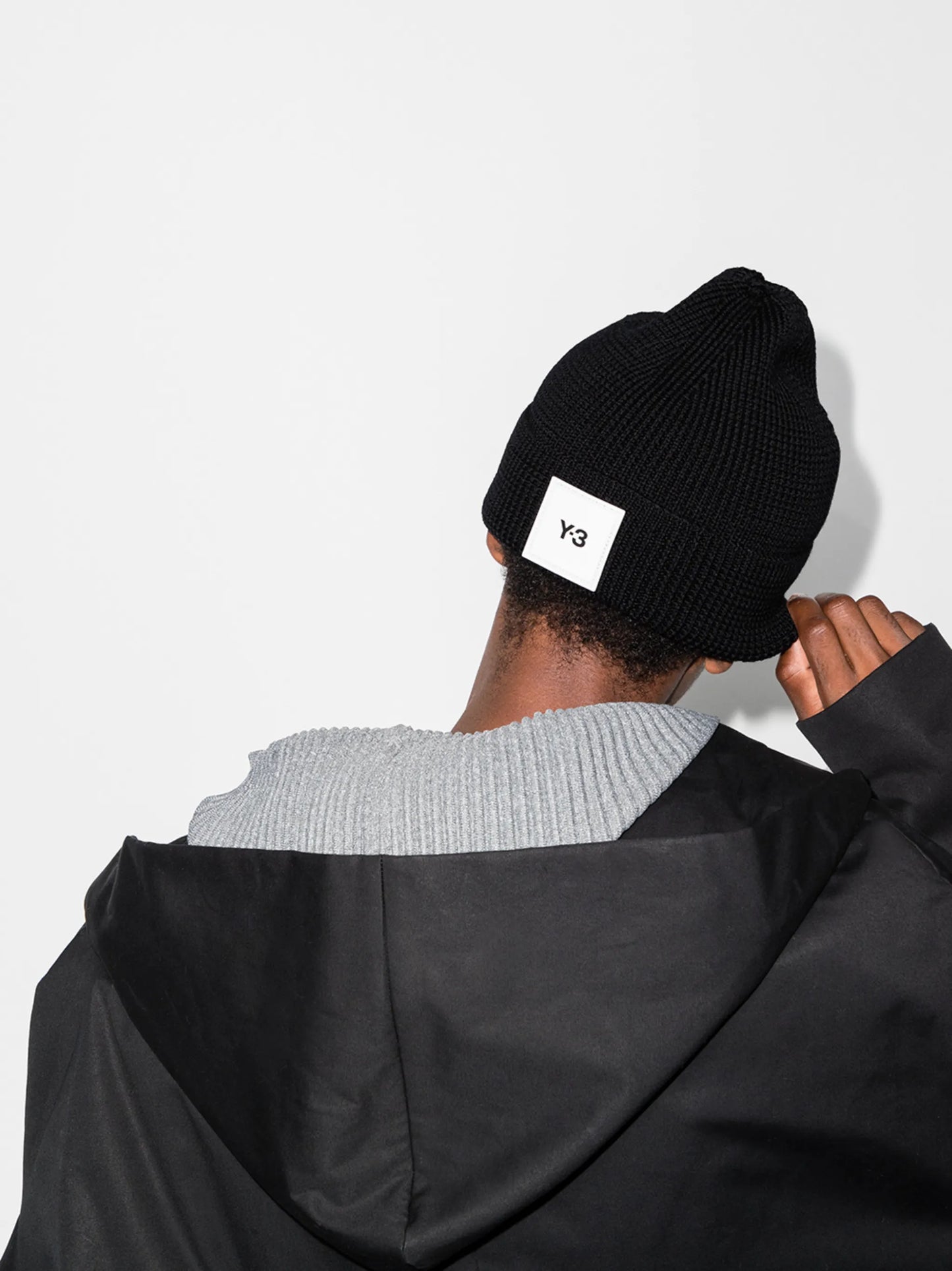 square logo patch beanie hat