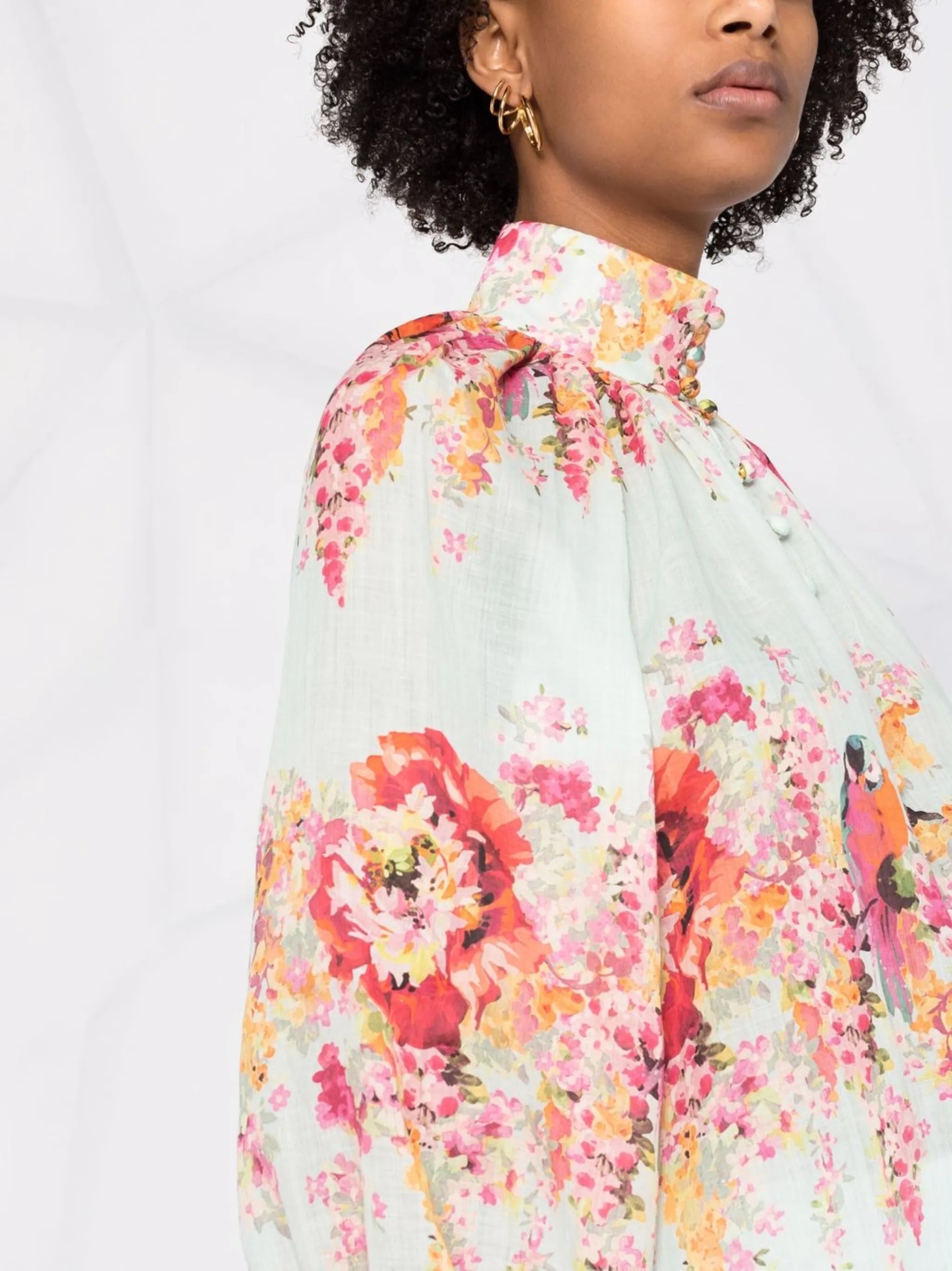 floral-print blouse