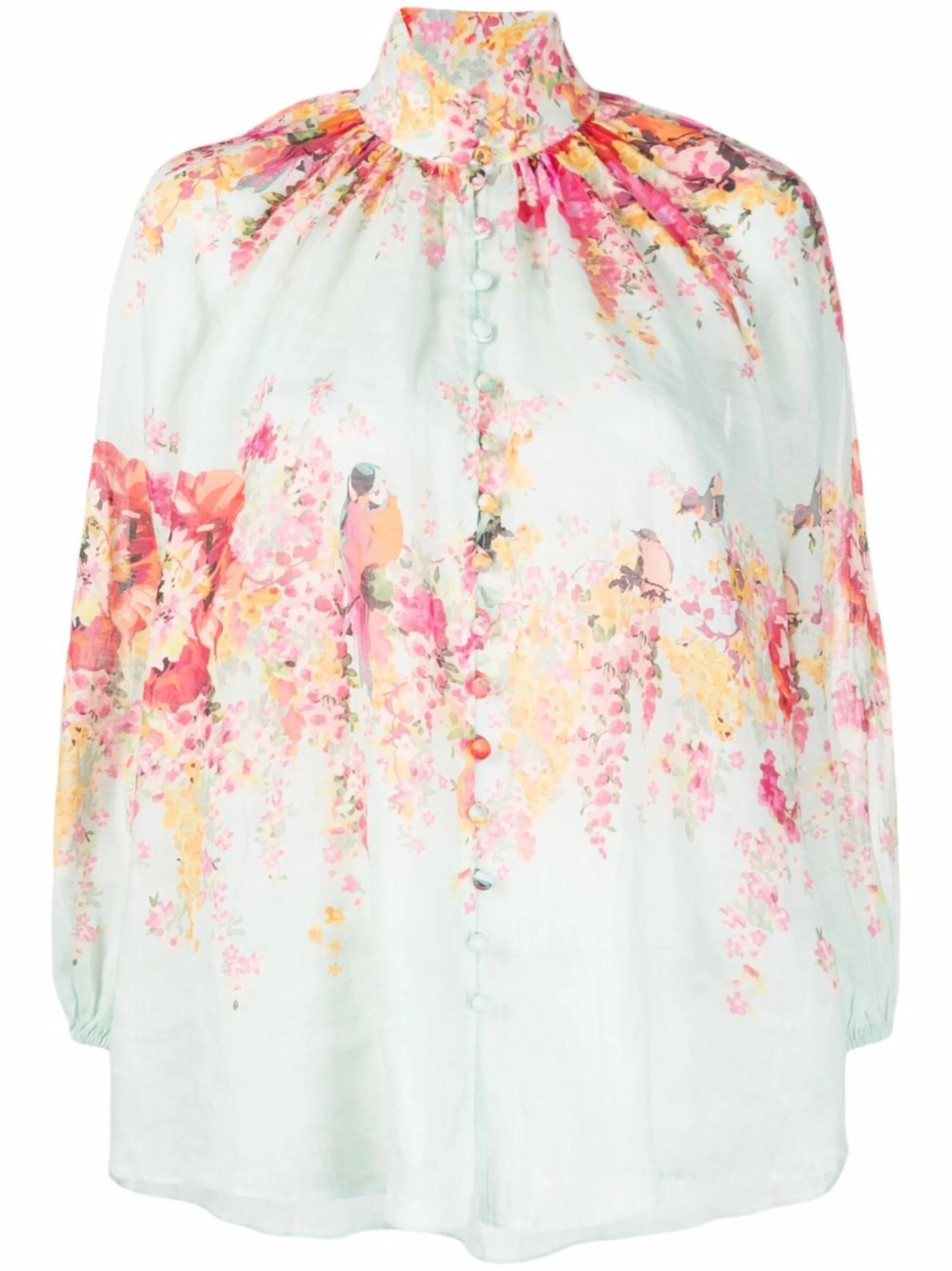 floral-print blouse