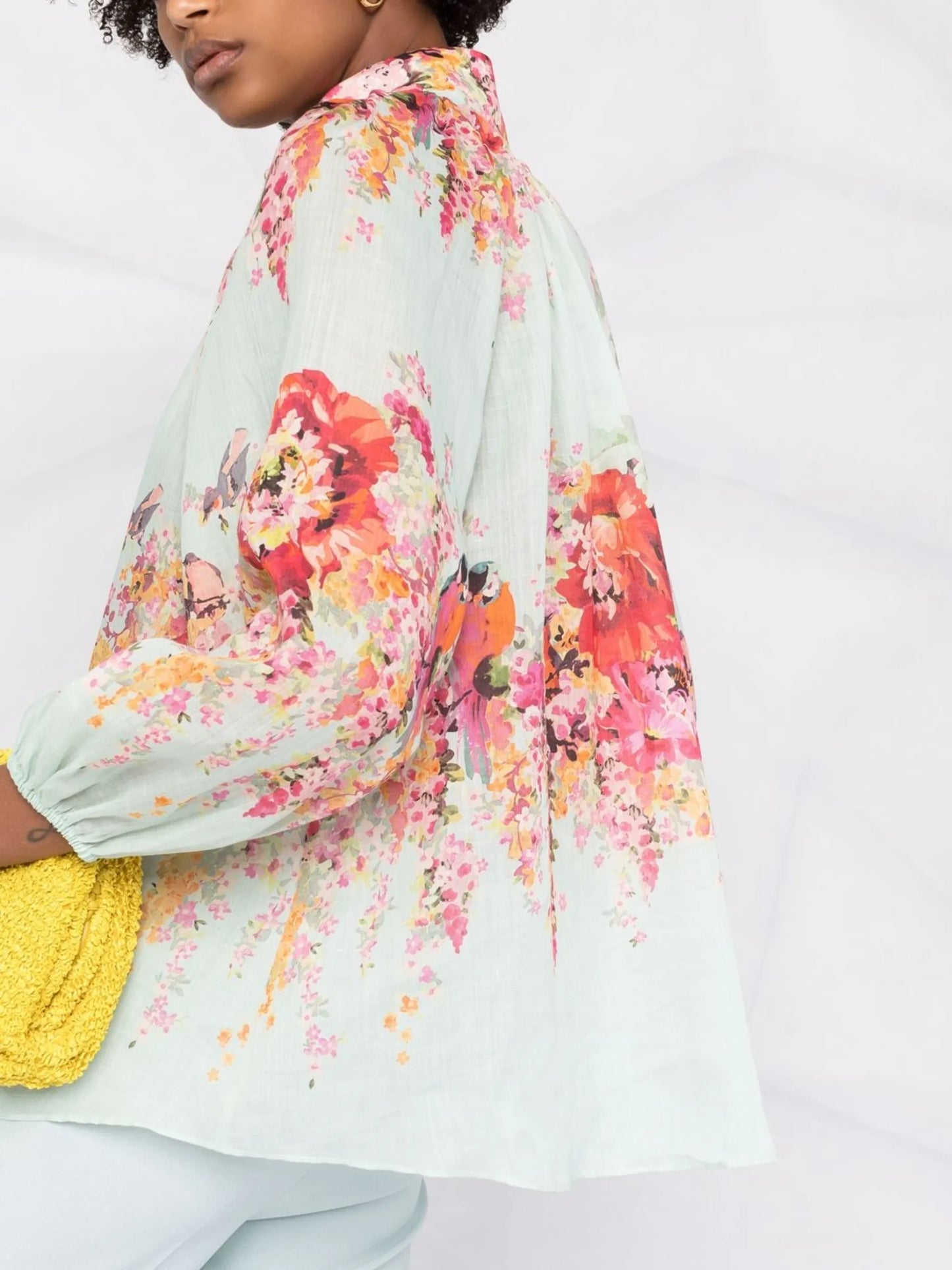 floral-print blouse