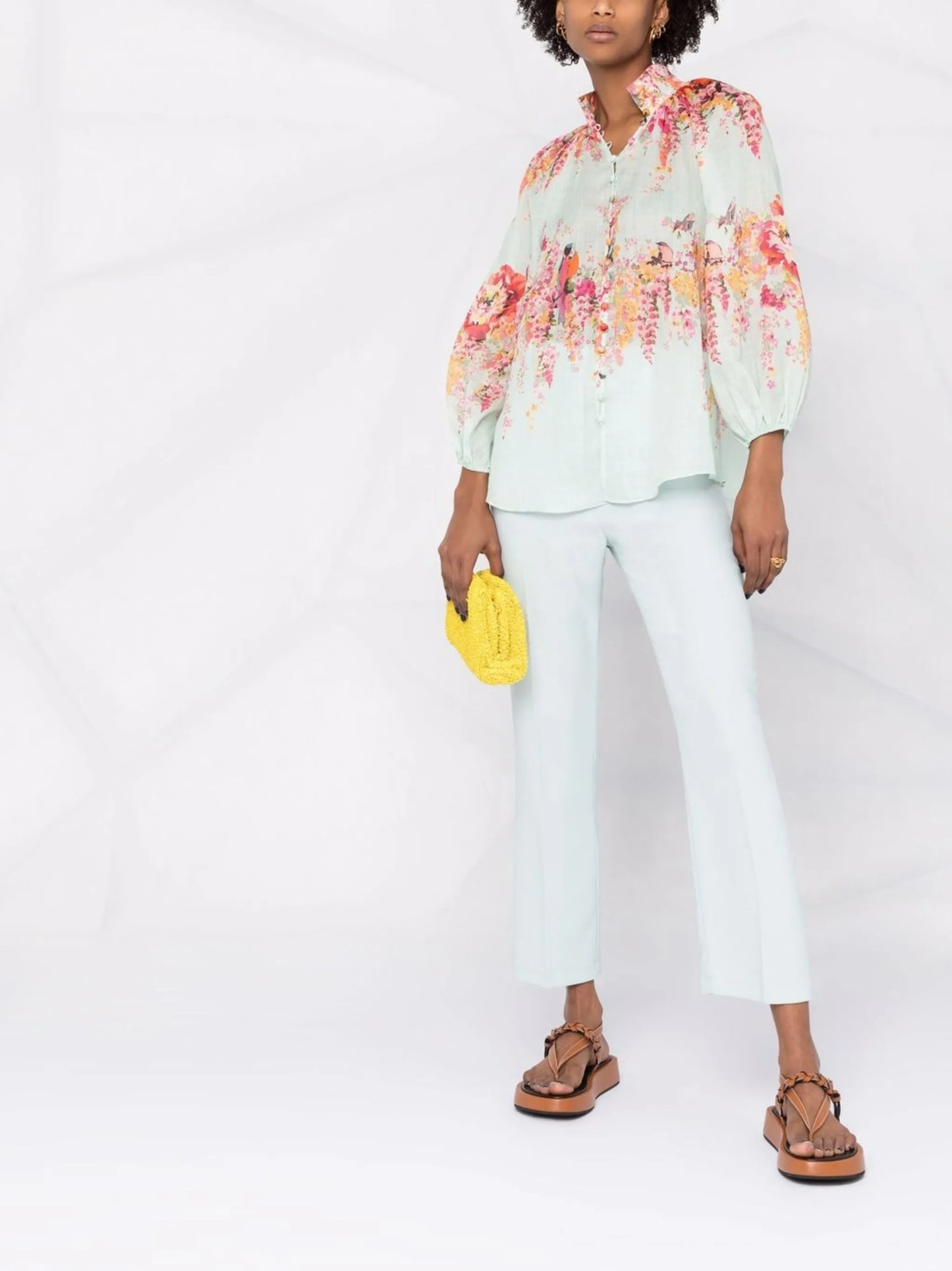 floral-print blouse