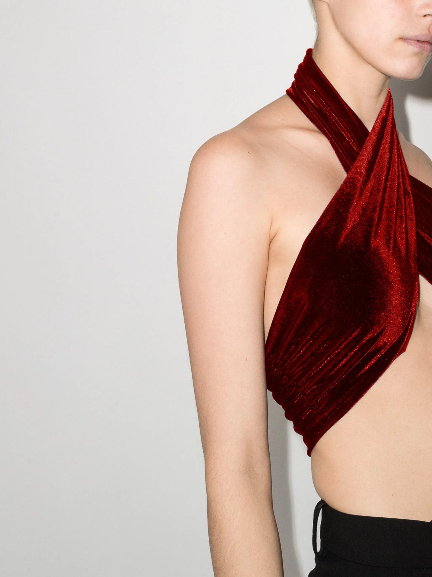 velvet halterneck cropped top