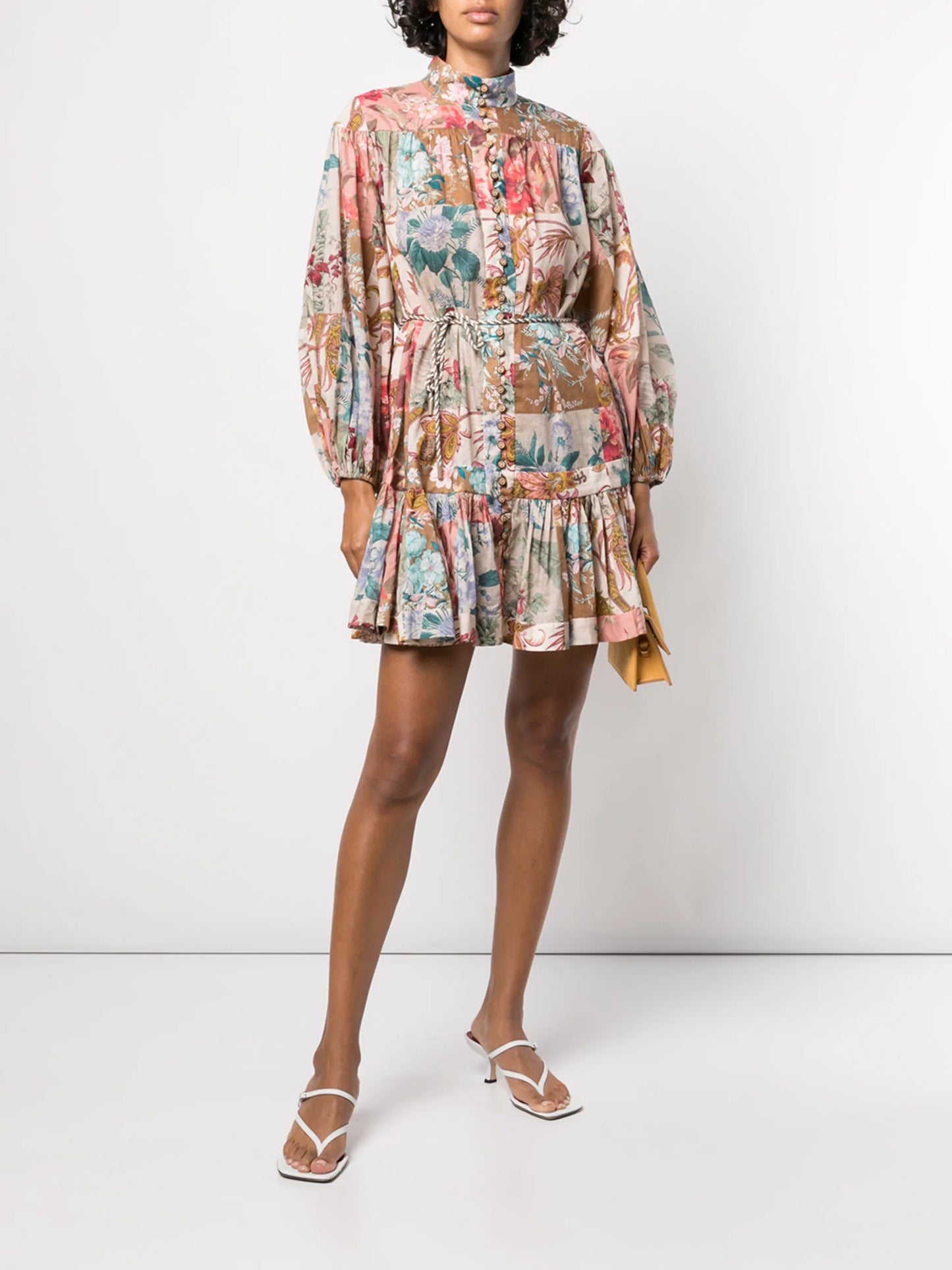 floral-print tie-waist dress