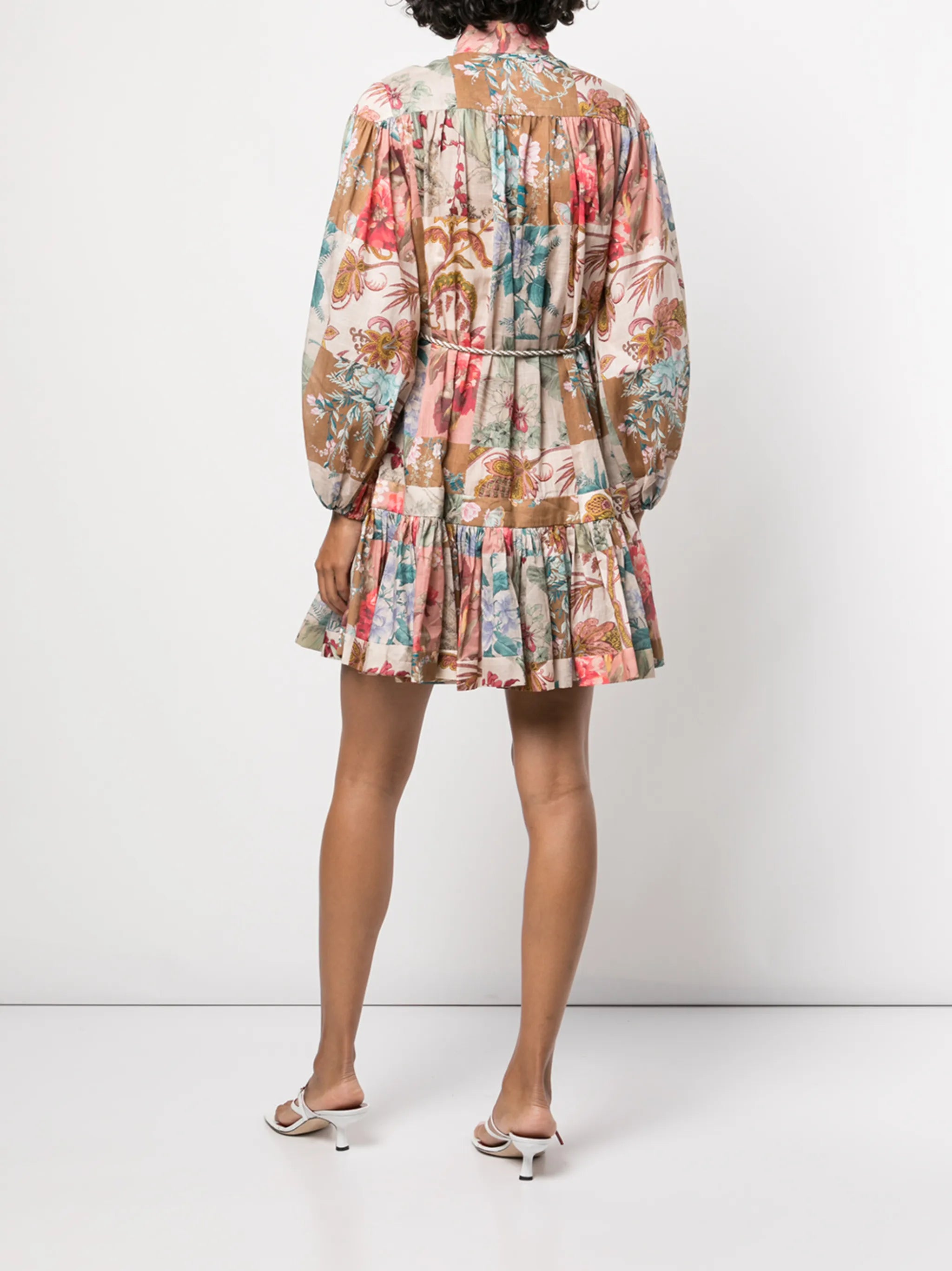 floral-print tie-waist dress