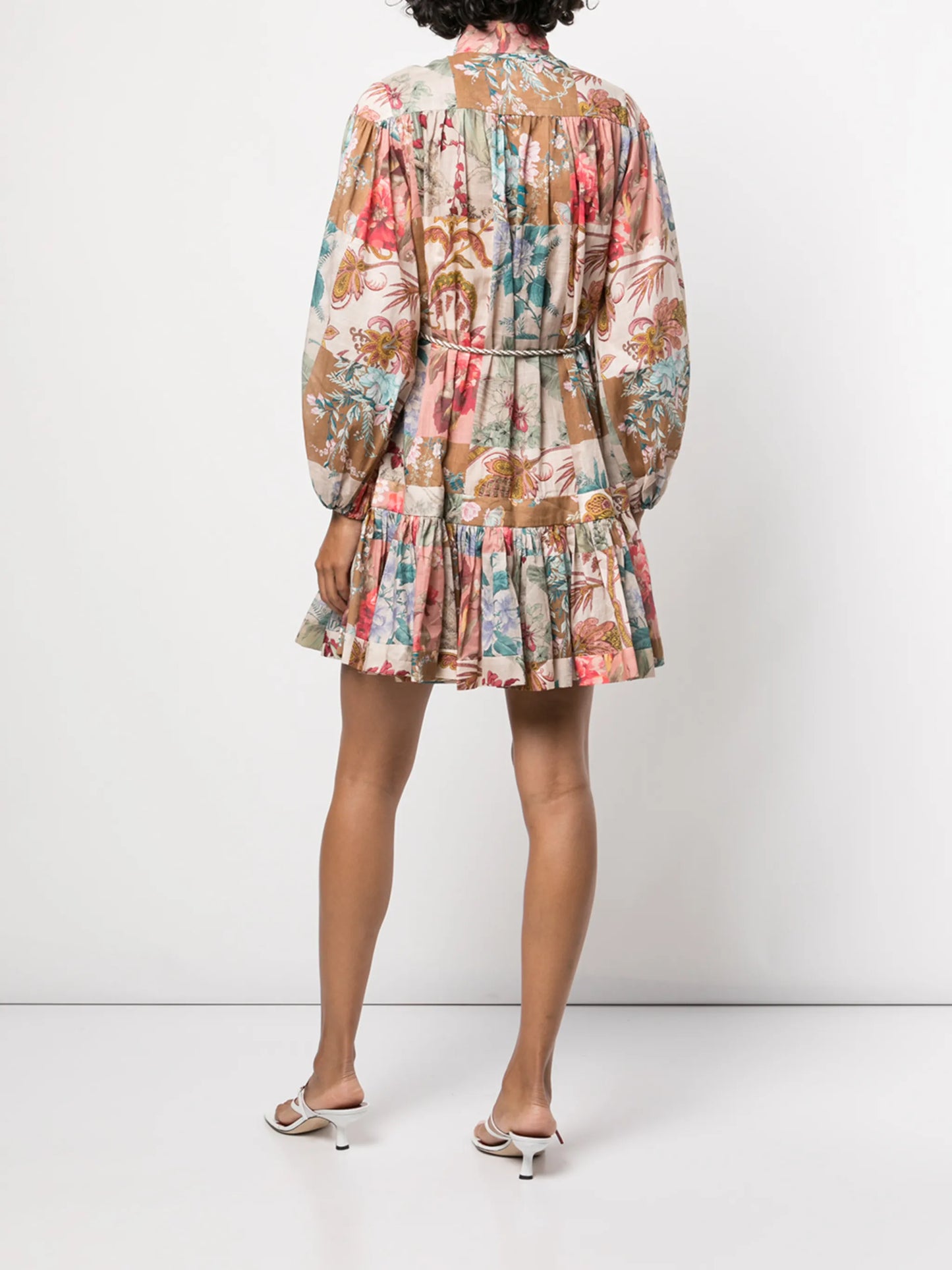 floral-print tie-waist dress