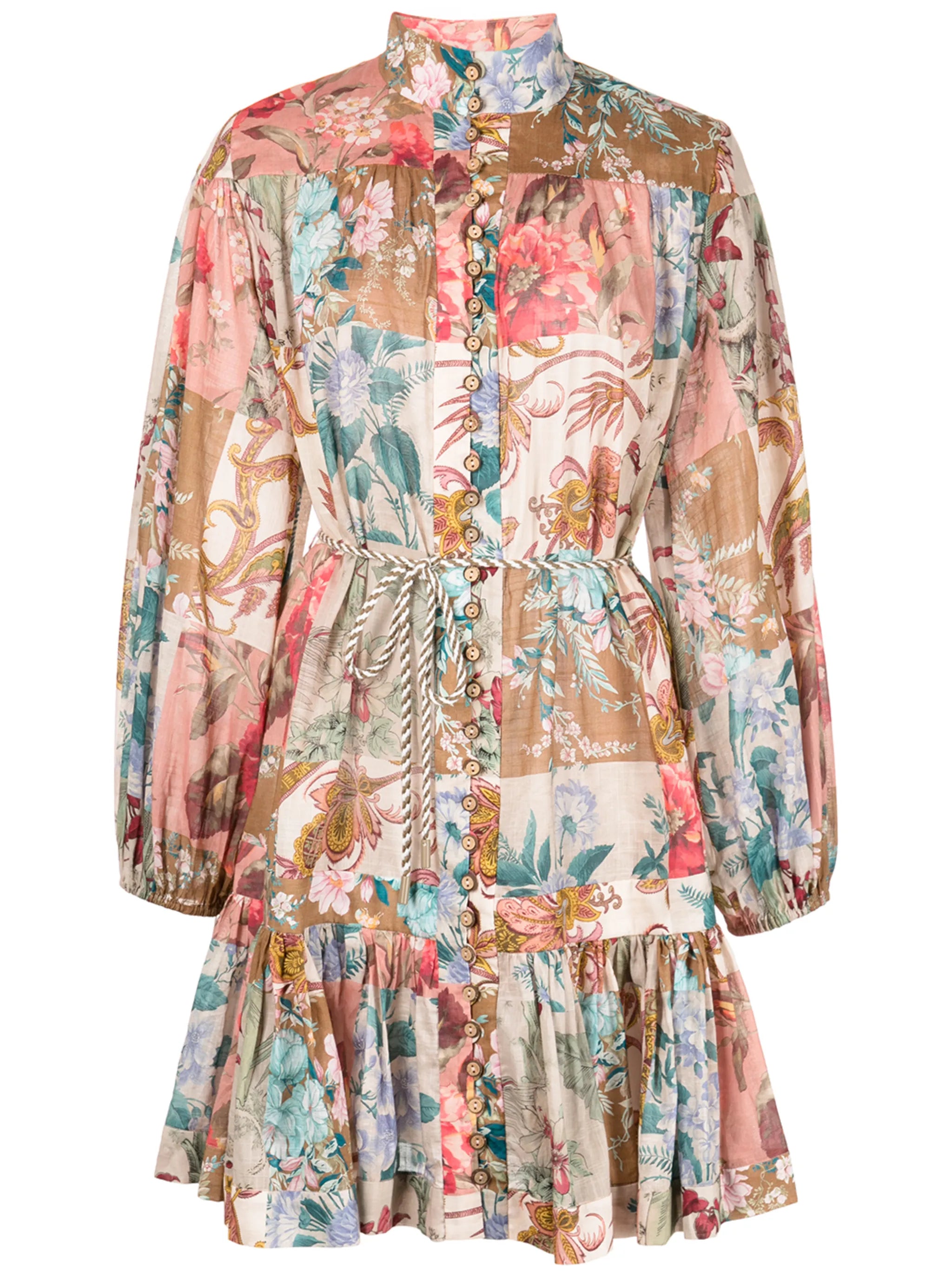 floral-print tie-waist dress