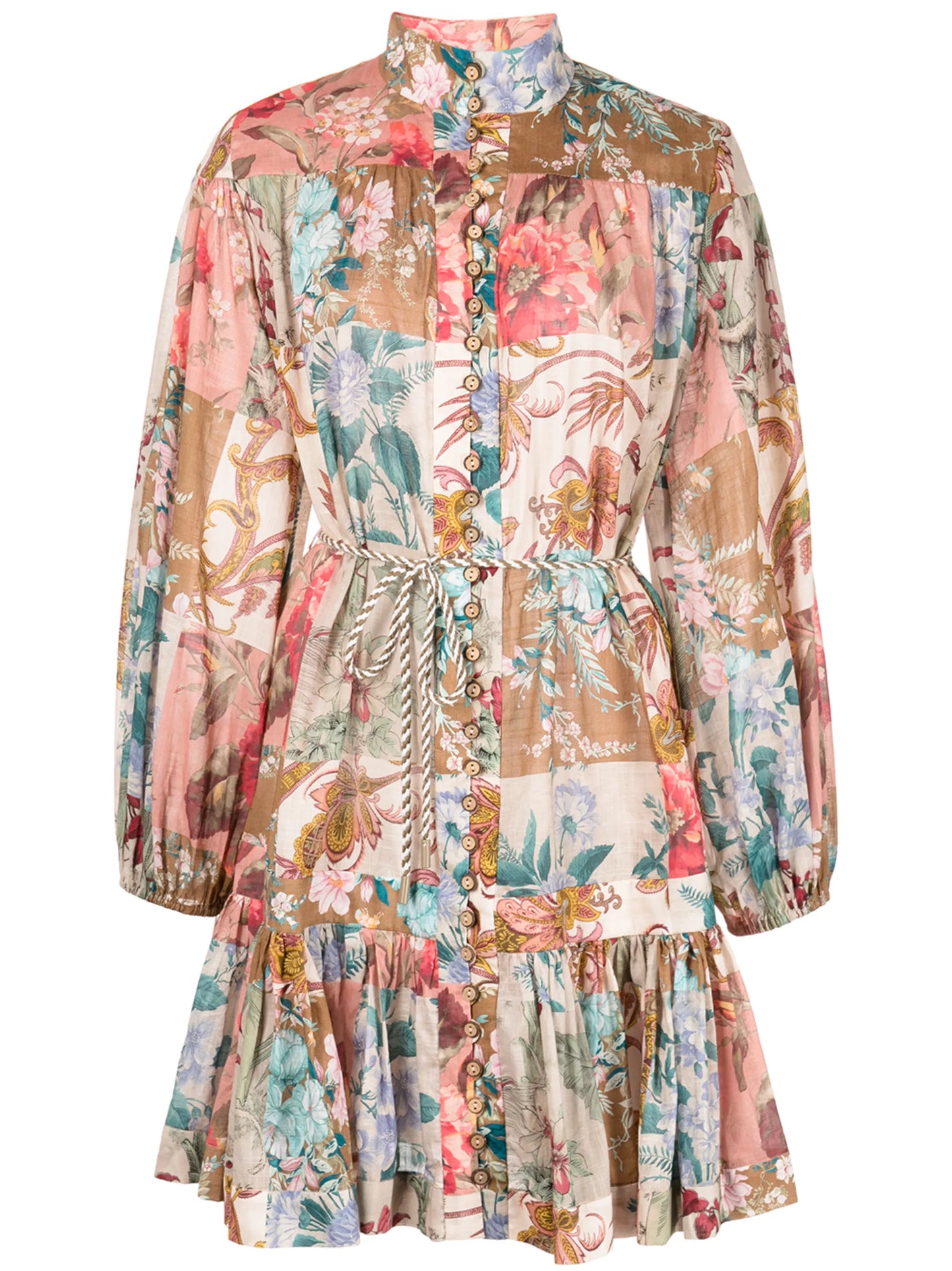 floral-print tie-waist dress