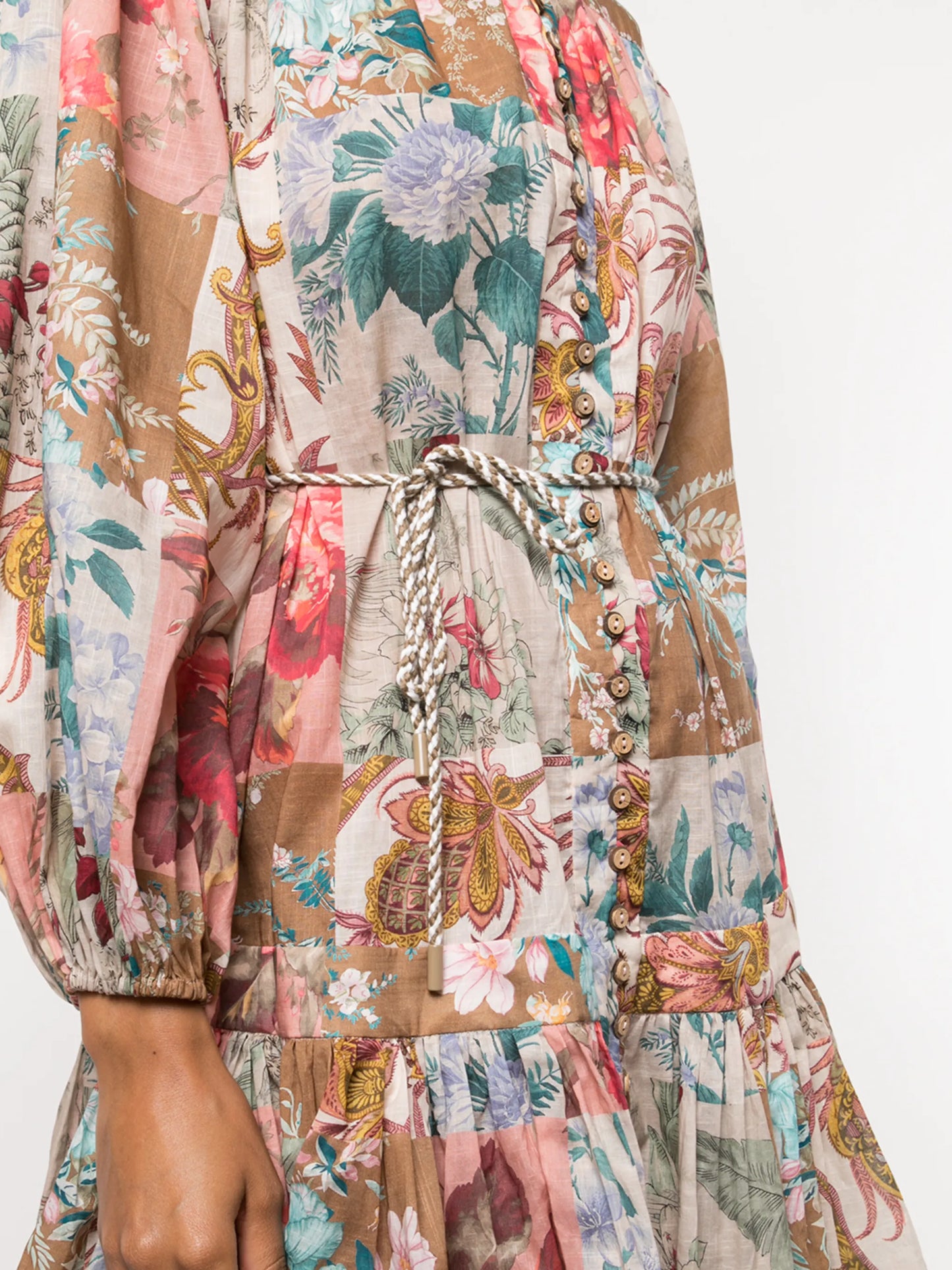 floral-print tie-waist dress