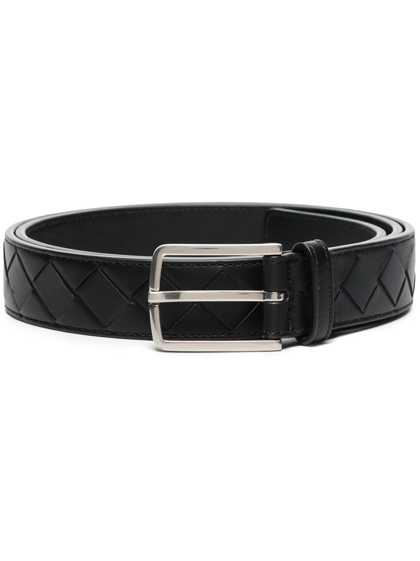Intrecciato rectangle-buckle belt