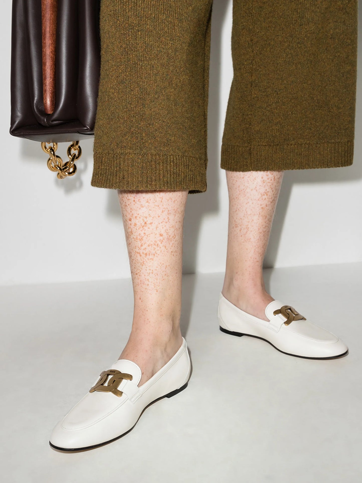 Kate gold-chain leather loafers