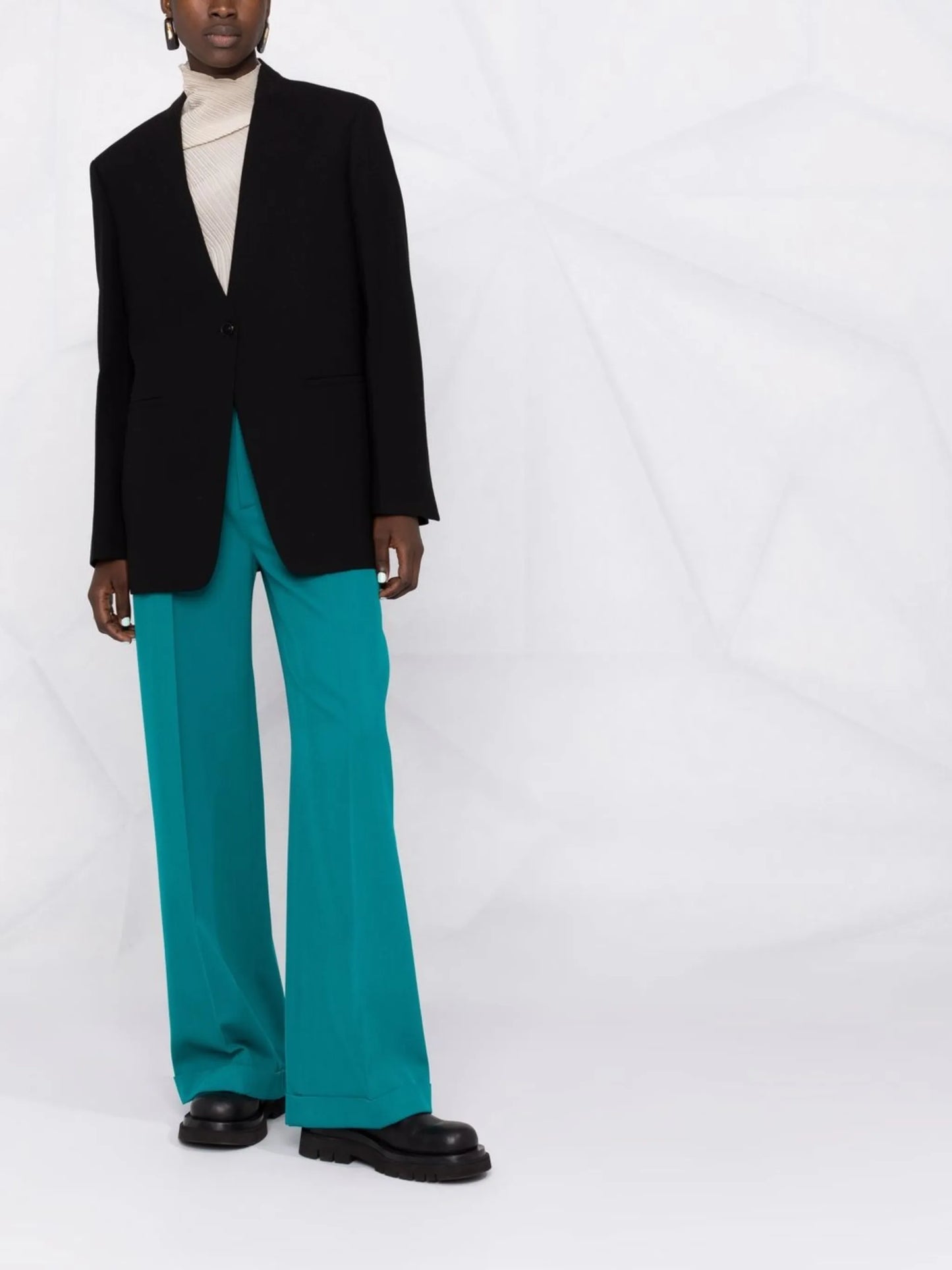 collarless single breasted blazer