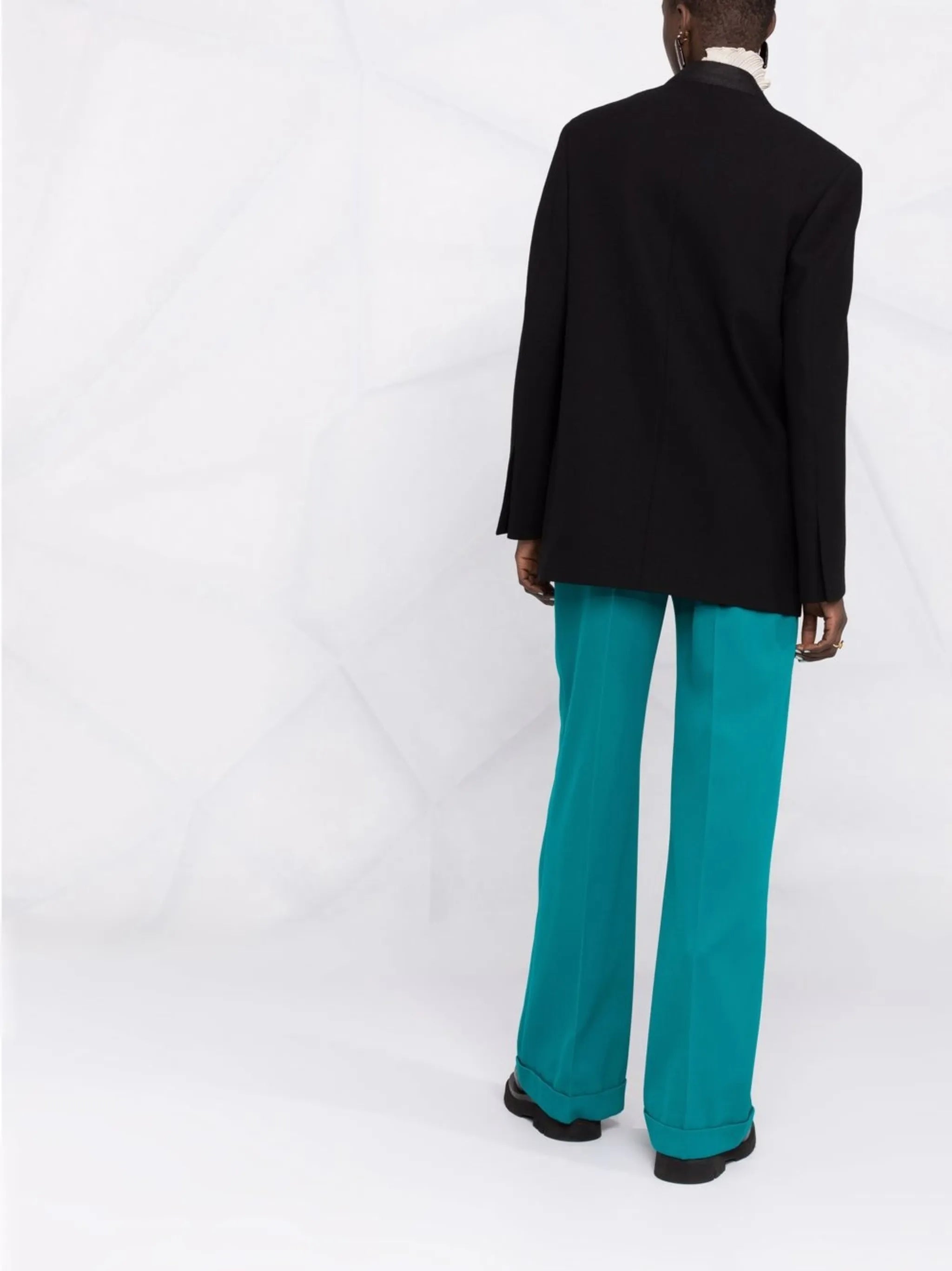 collarless single breasted blazer