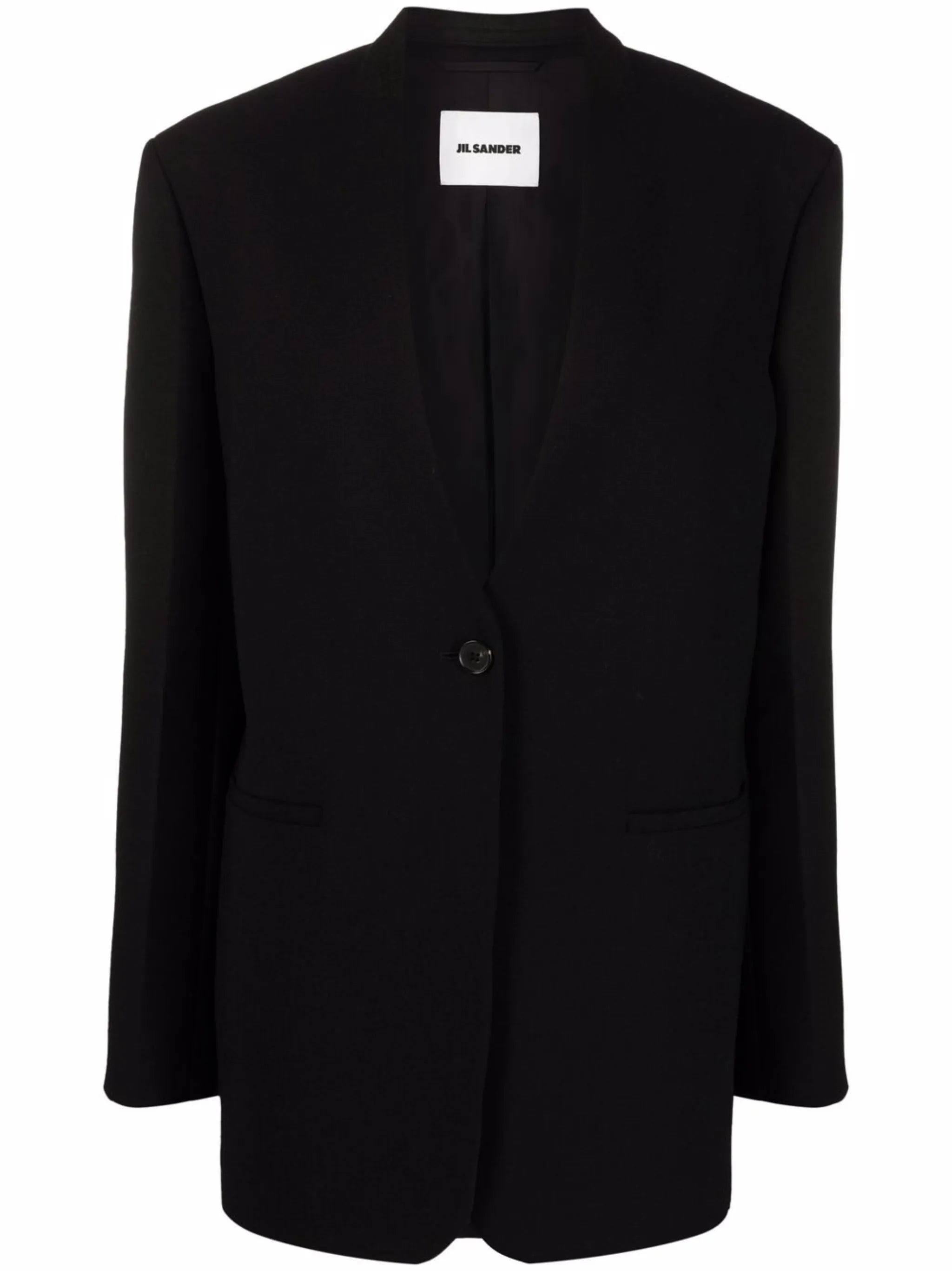 collarless single breasted blazer