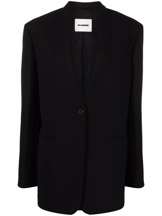collarless single breasted blazer