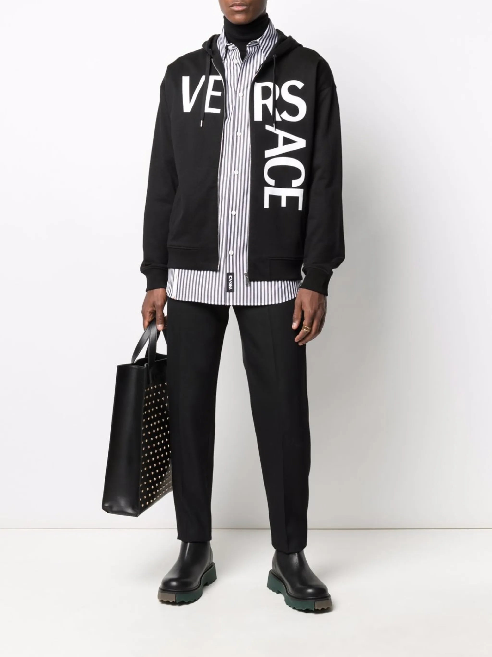 logo-print zip-up hoodie
