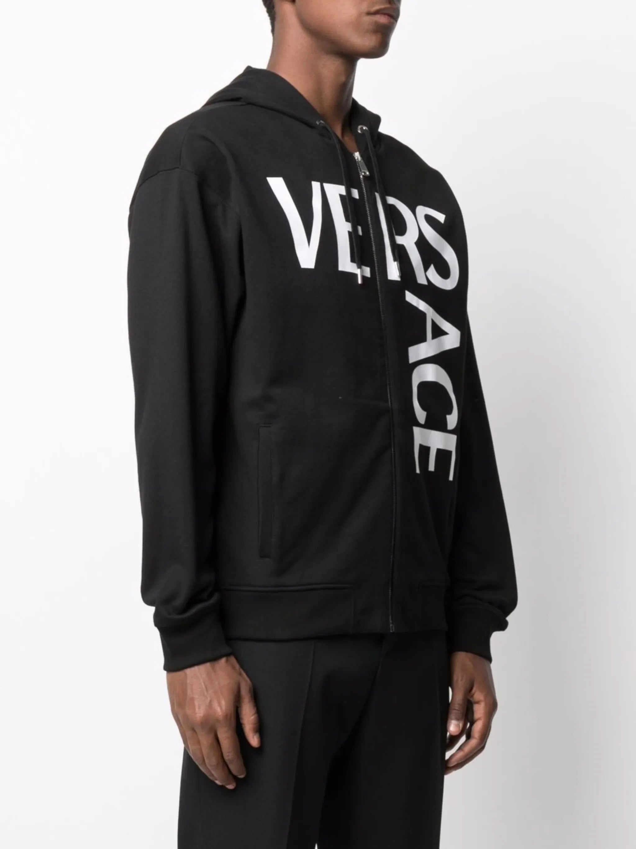 logo-print zip-up hoodie