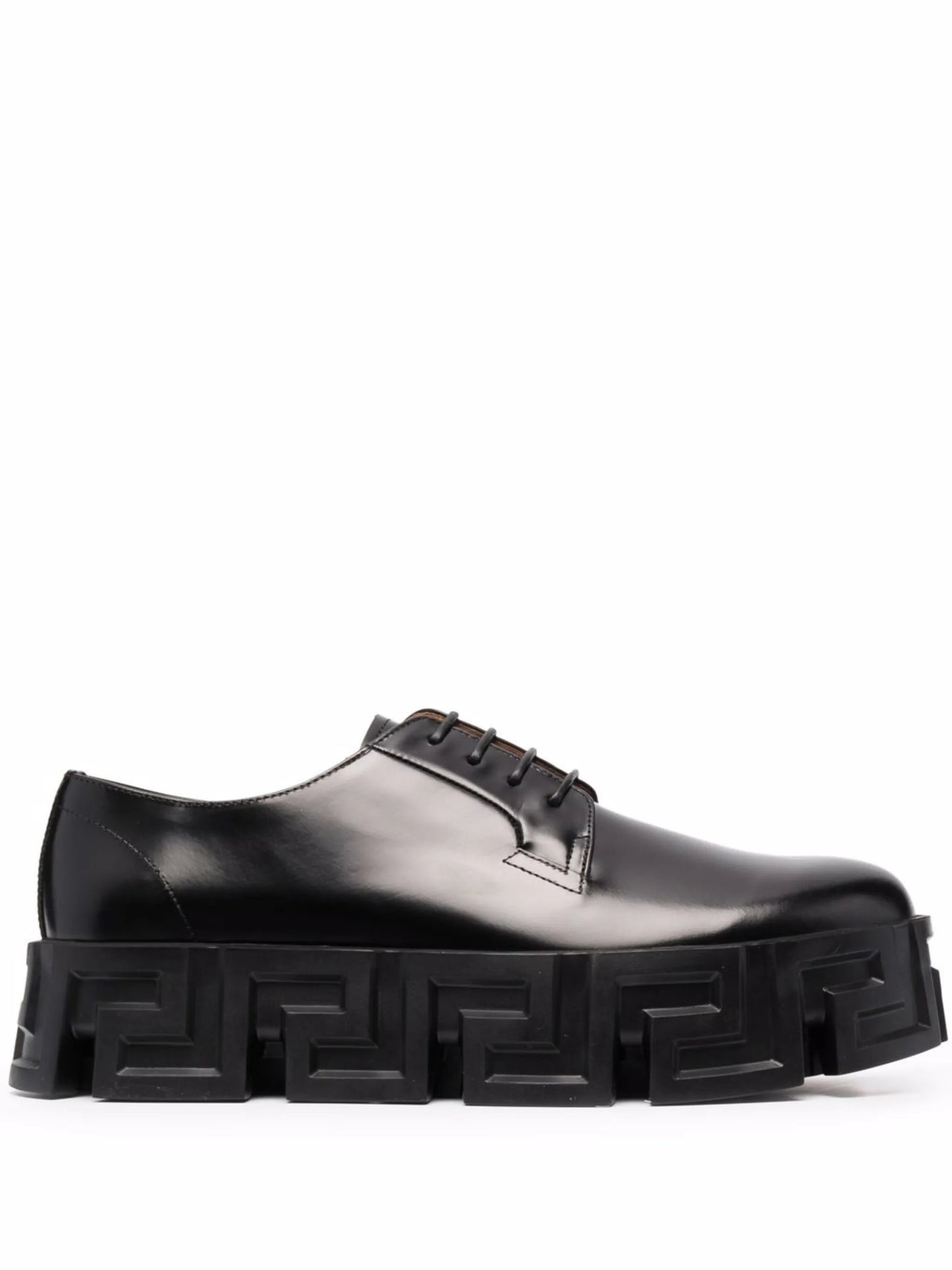 Greca-pattern ridged-sole lace-up shoes