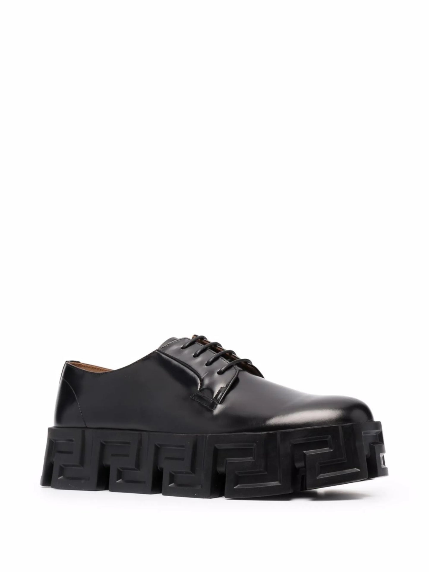 Greca-pattern ridged-sole lace-up shoes