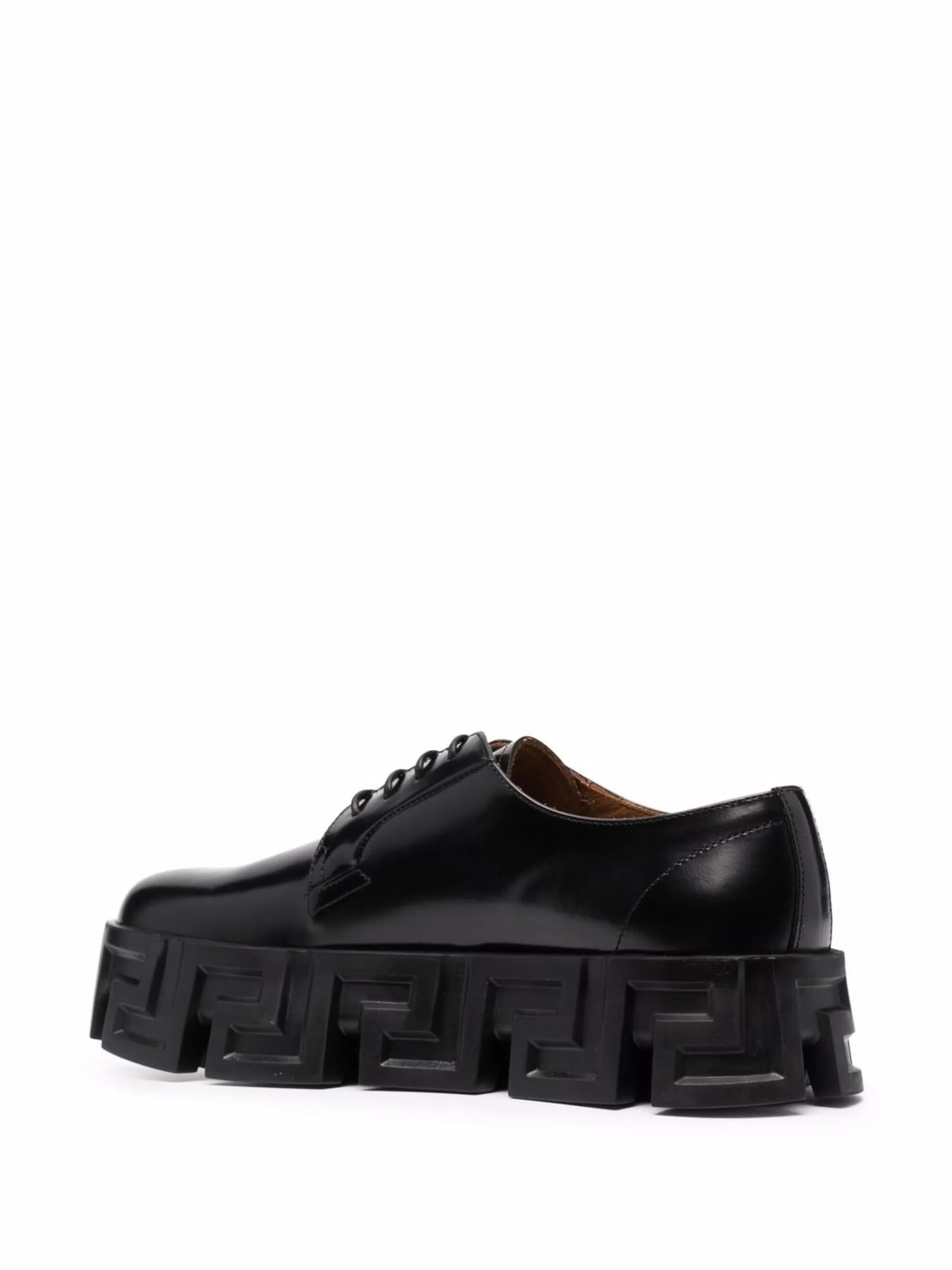 Greca-pattern ridged-sole lace-up shoes