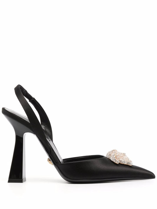 La Medusa 105mm crystal-embellished slingback pumps