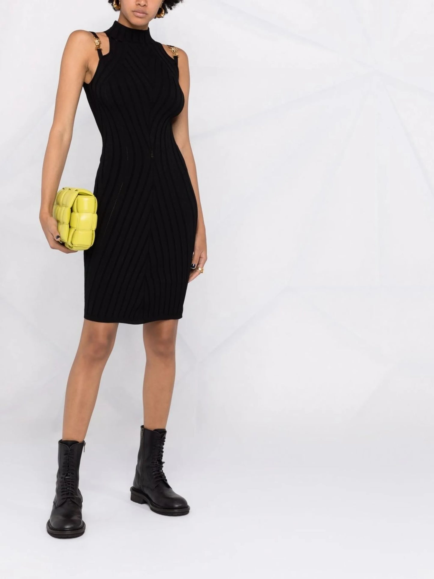 Medusa ribbed-knit knee-length dress