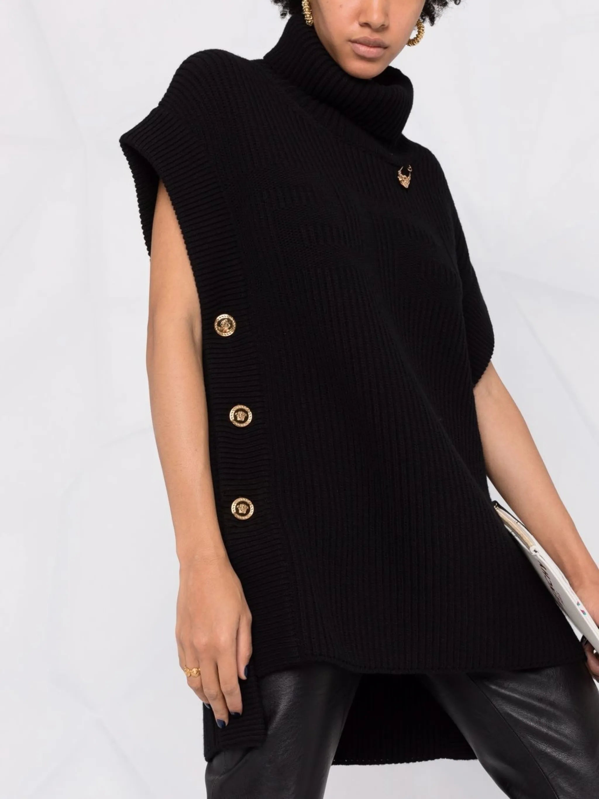 Safety Pin ribbed knit cape