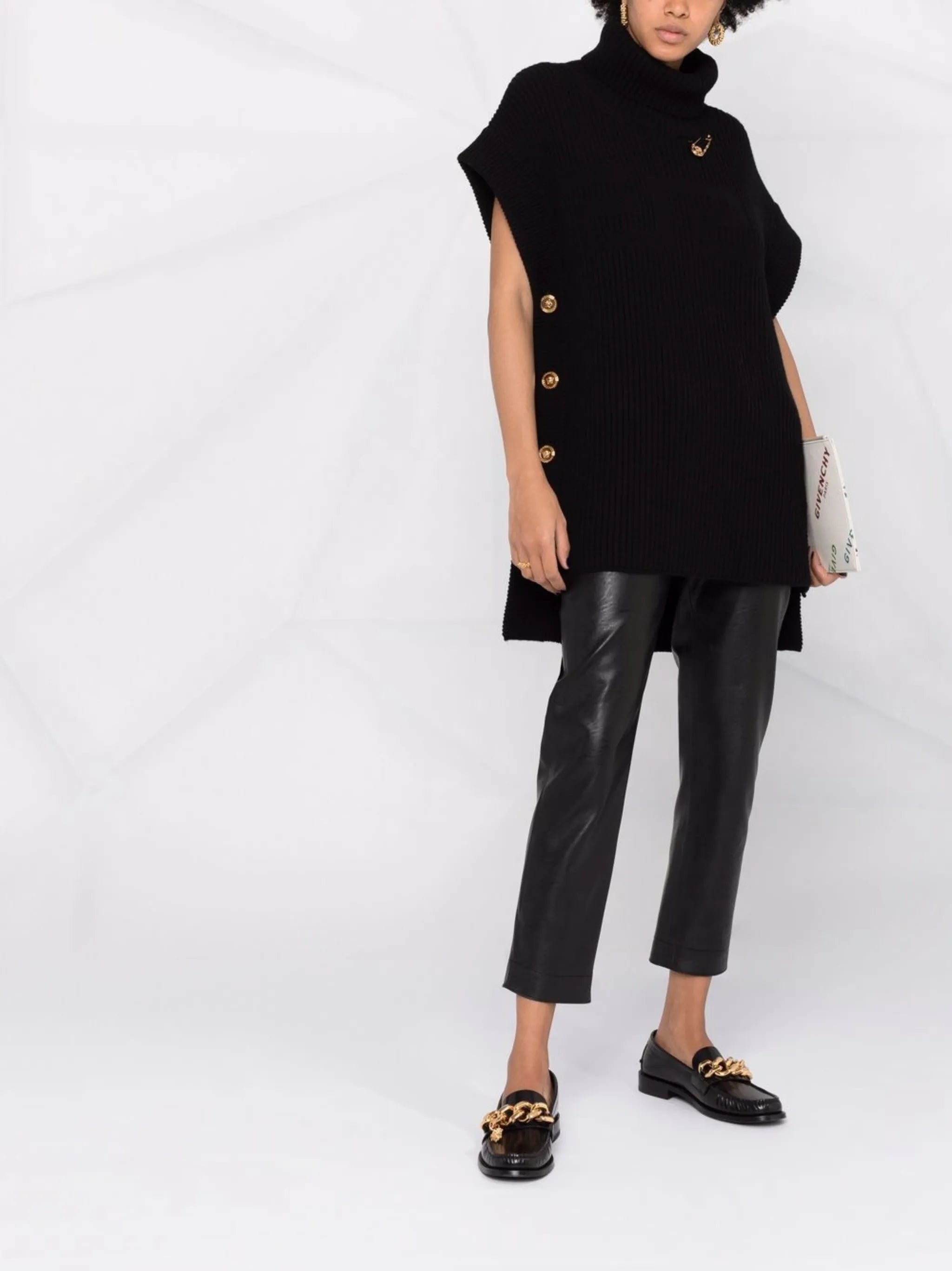 Safety Pin ribbed knit cape