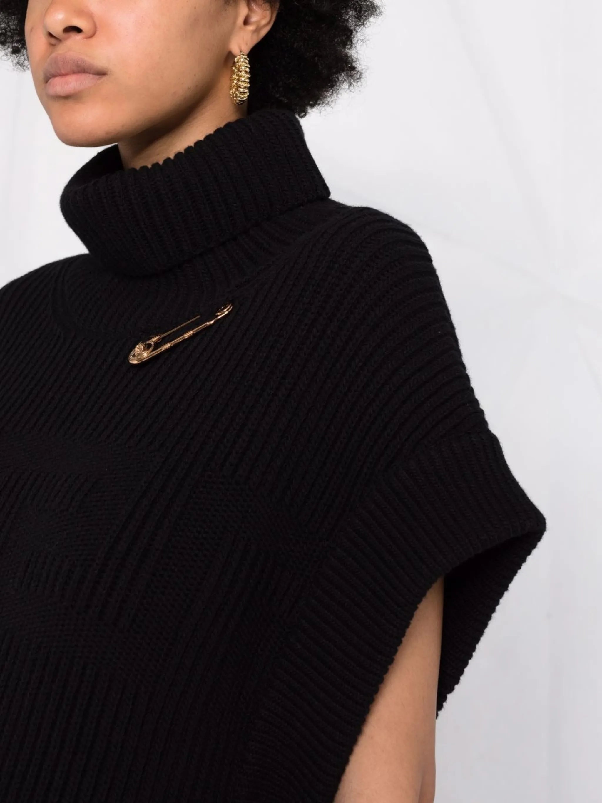 Safety Pin ribbed knit cape