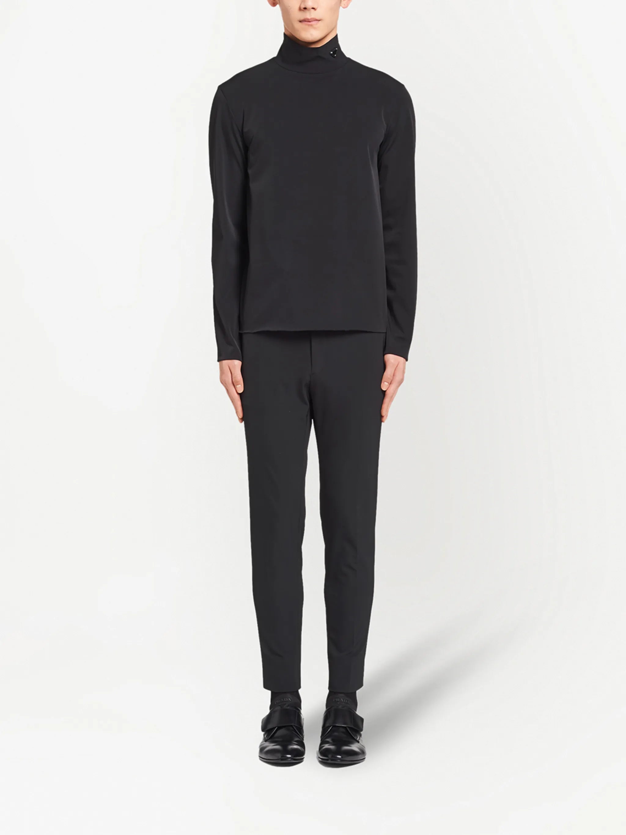 mock-neck jersey T-shirt
