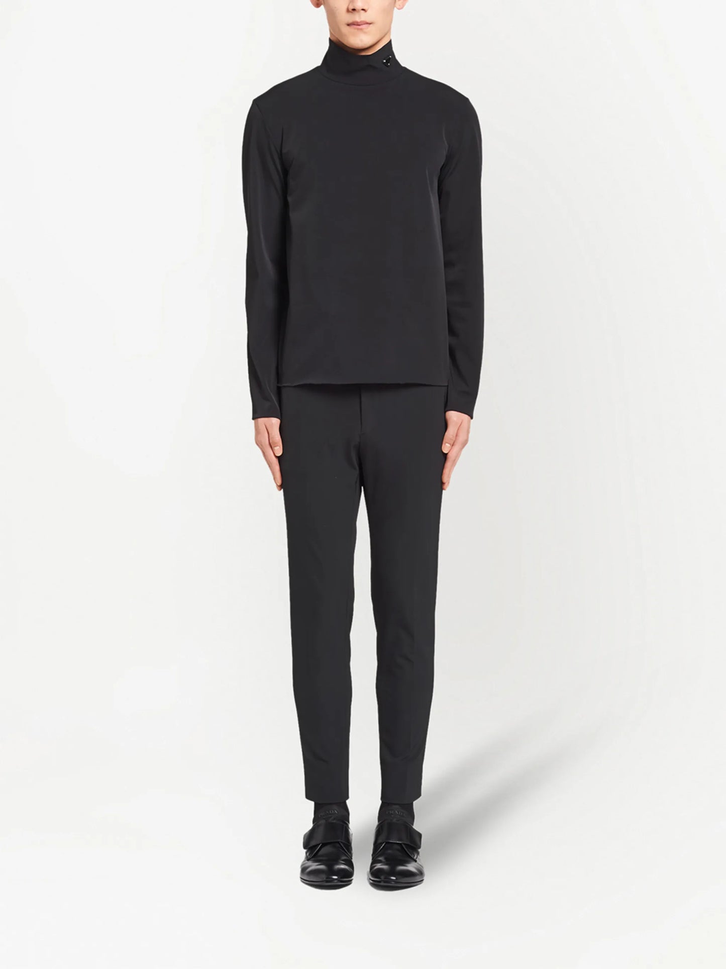 mock-neck jersey T-shirt