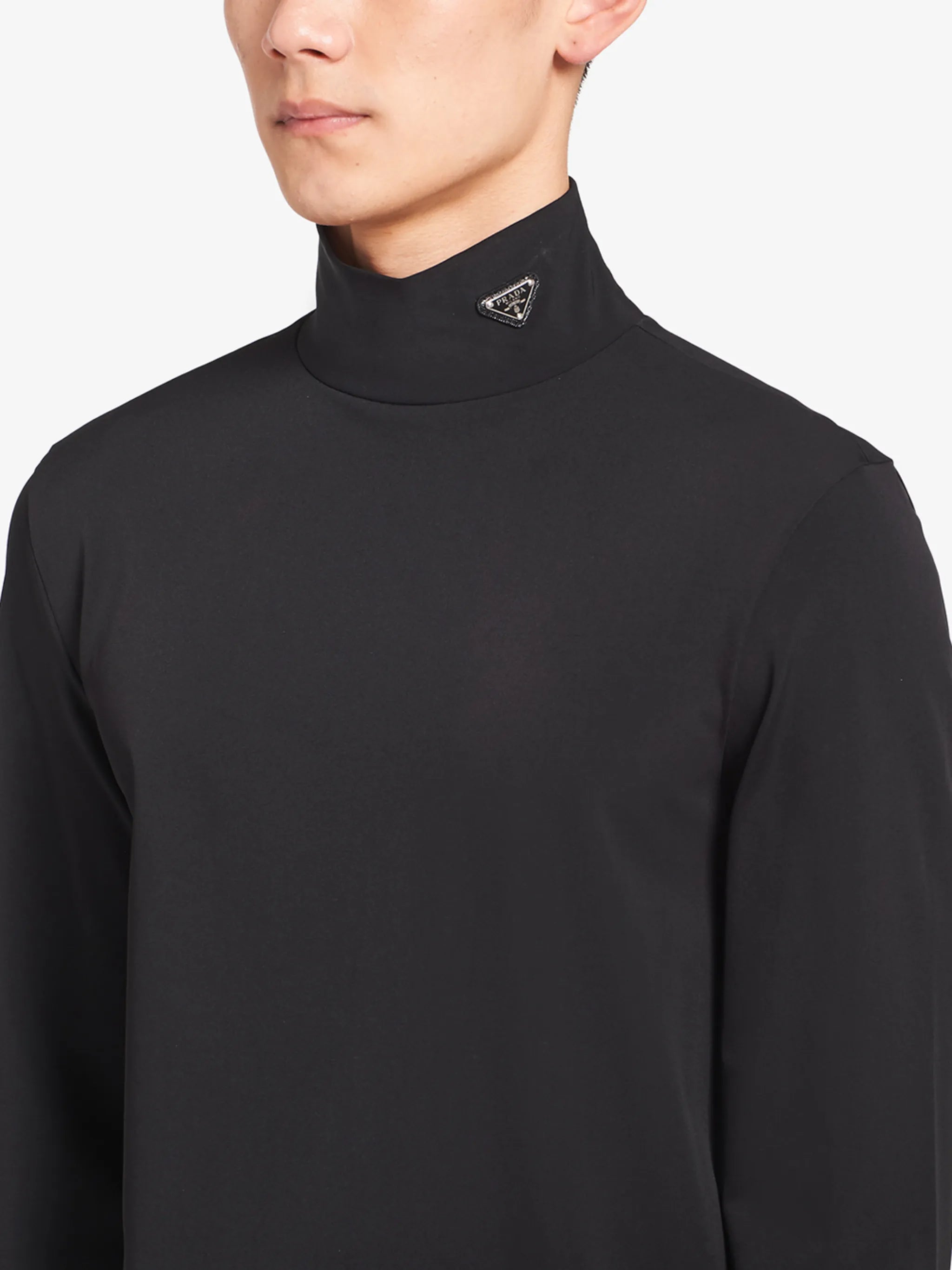 mock-neck jersey T-shirt
