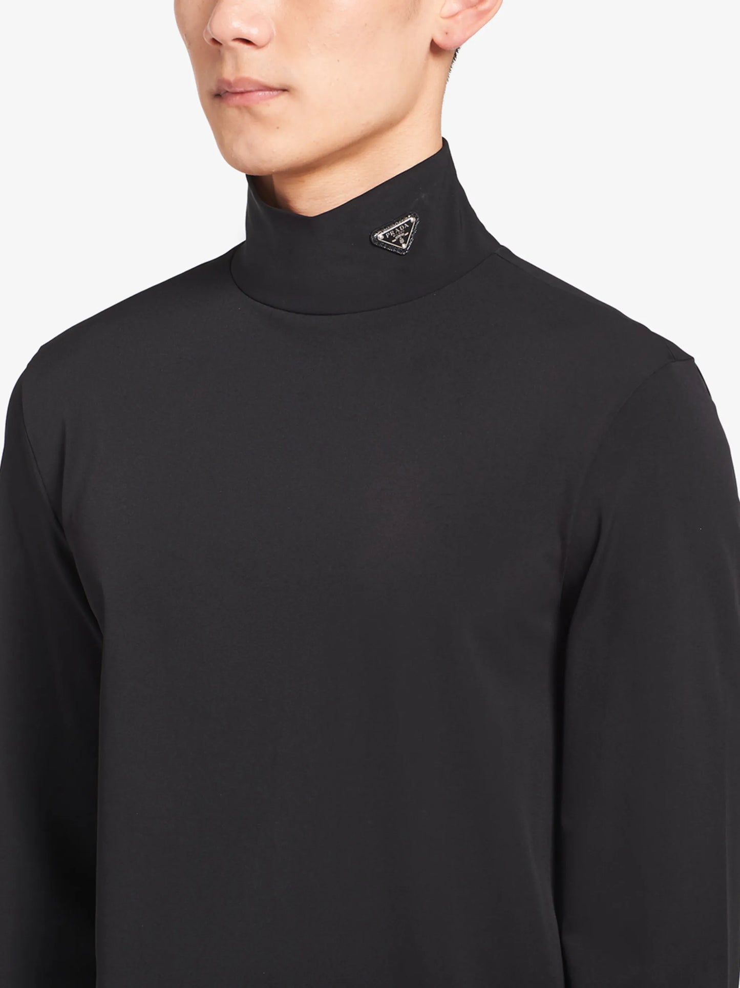 mock-neck jersey T-shirt