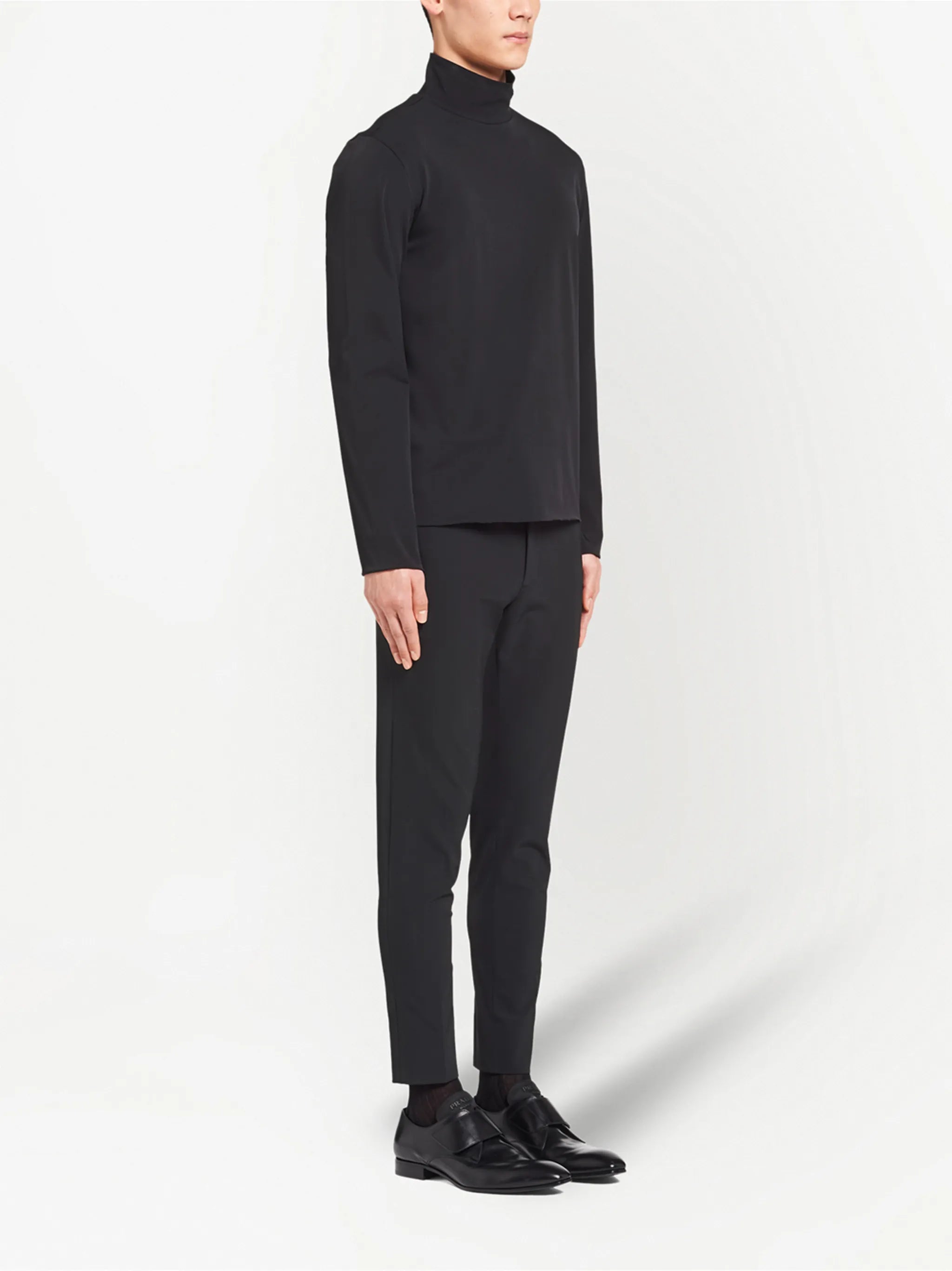 mock-neck jersey T-shirt