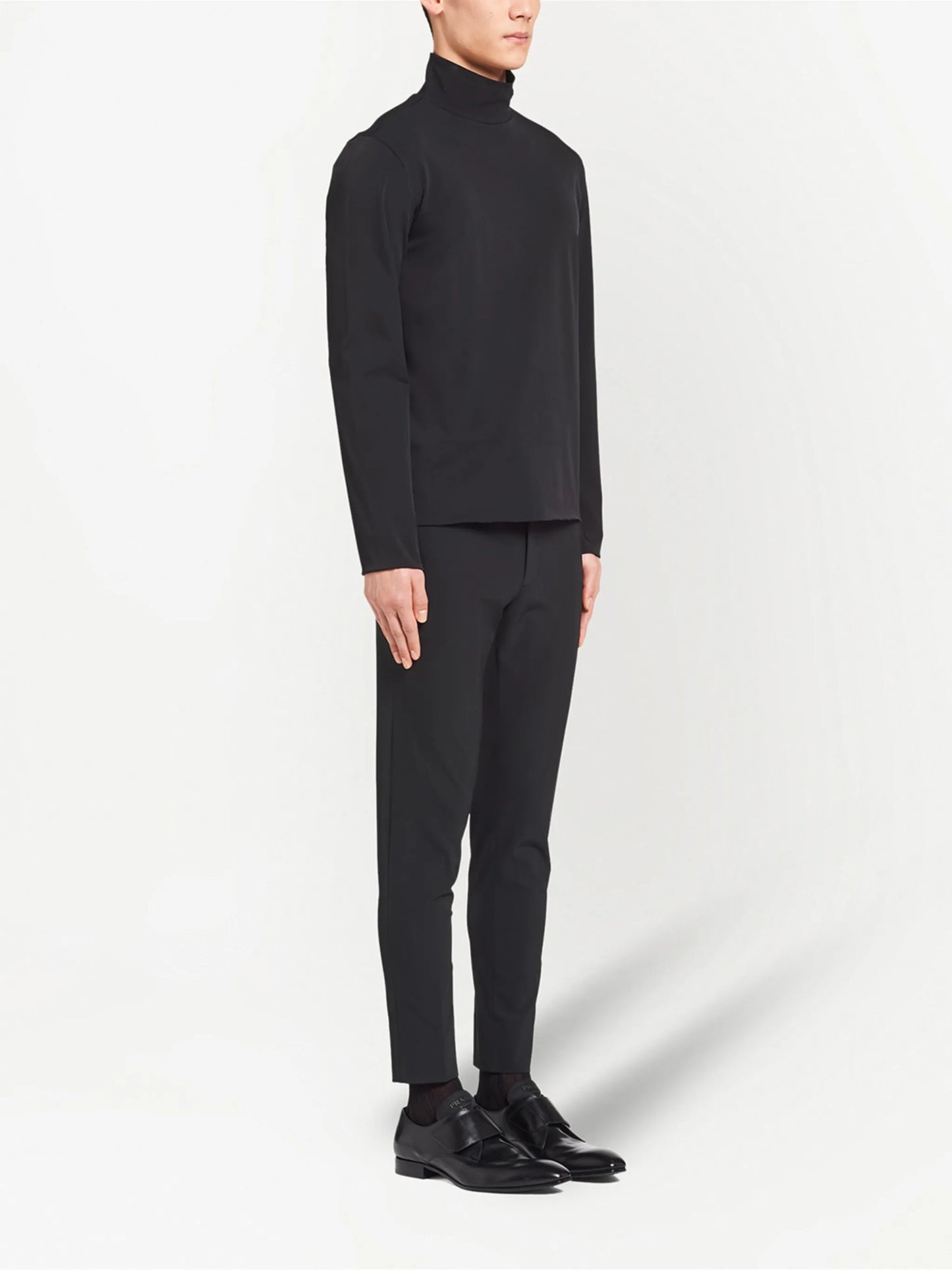 mock-neck jersey T-shirt