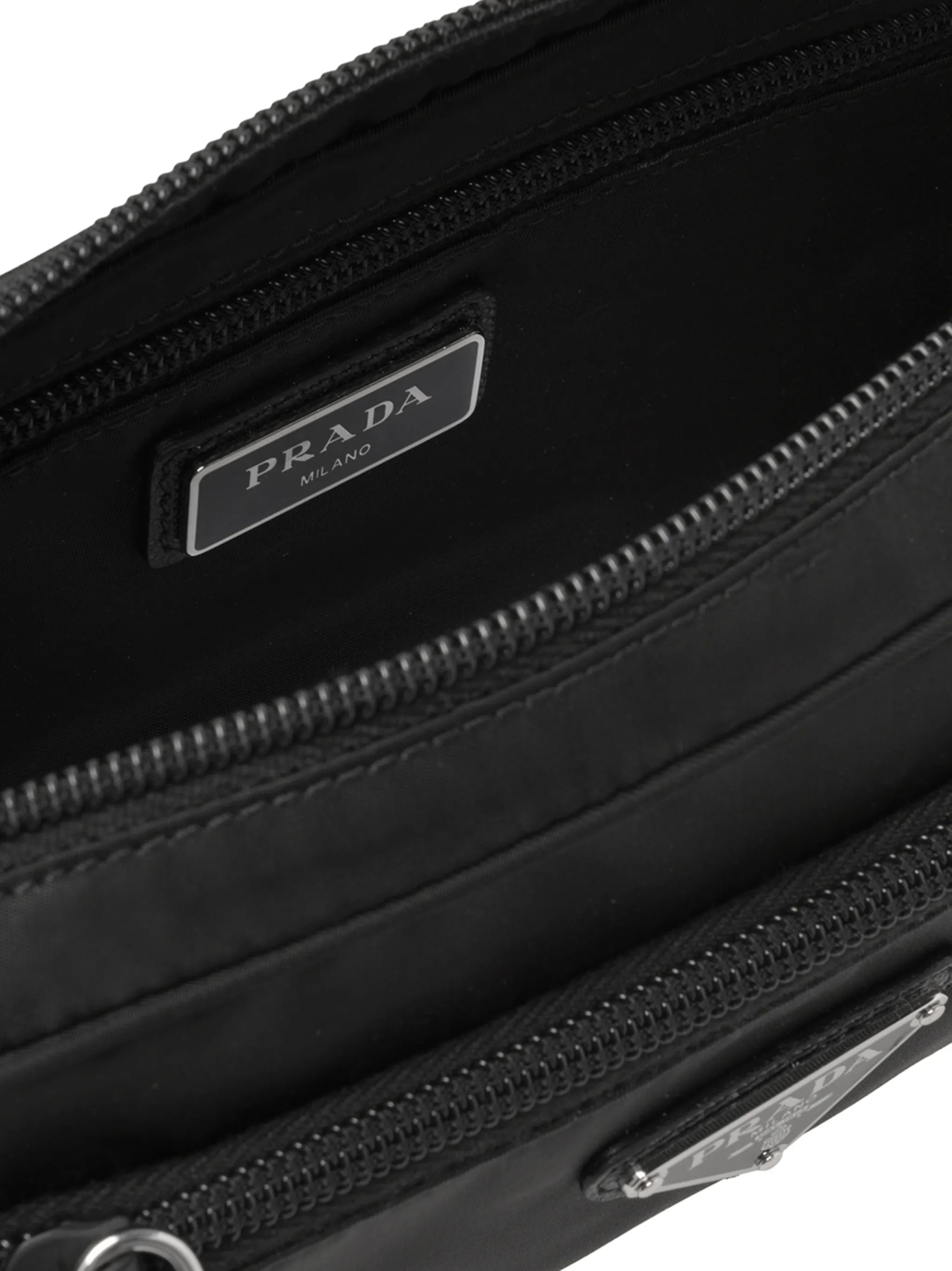 Re-nylon and Saffiano leather belt bag
