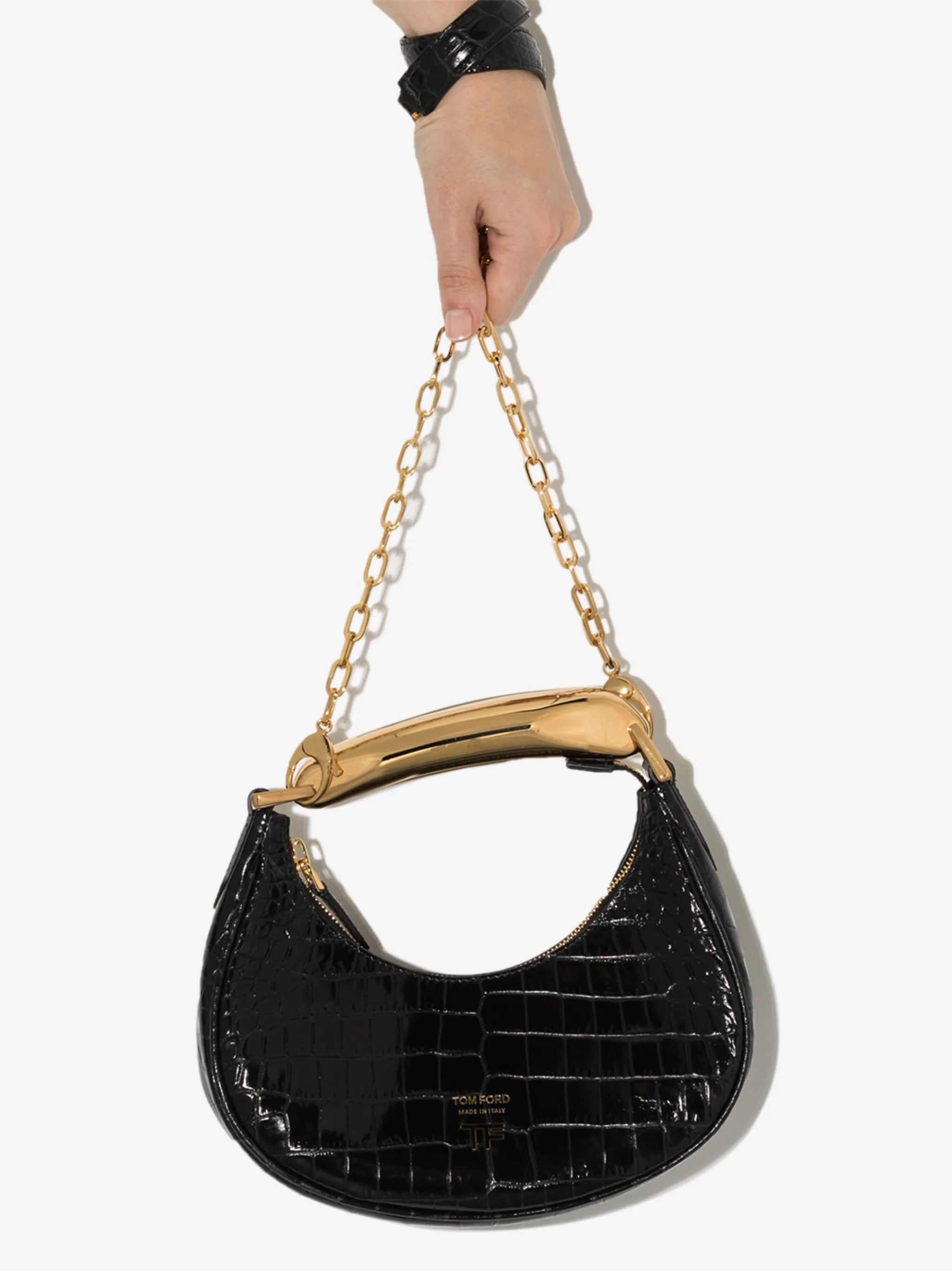 mini Bianca crocodile-embossed tote bag