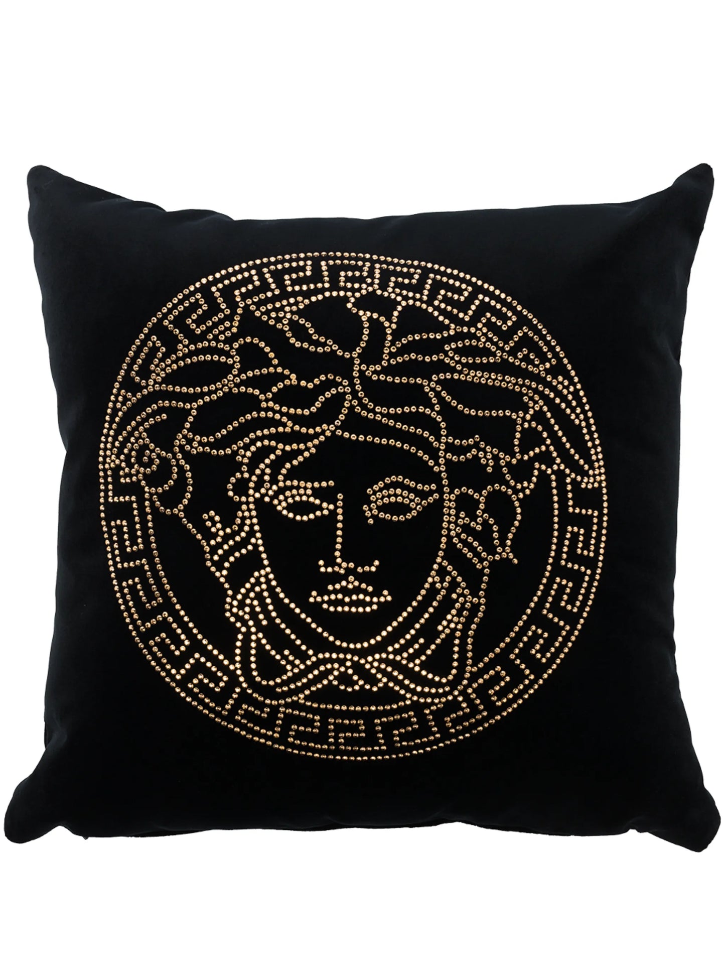 sequin Medusa logo cushion