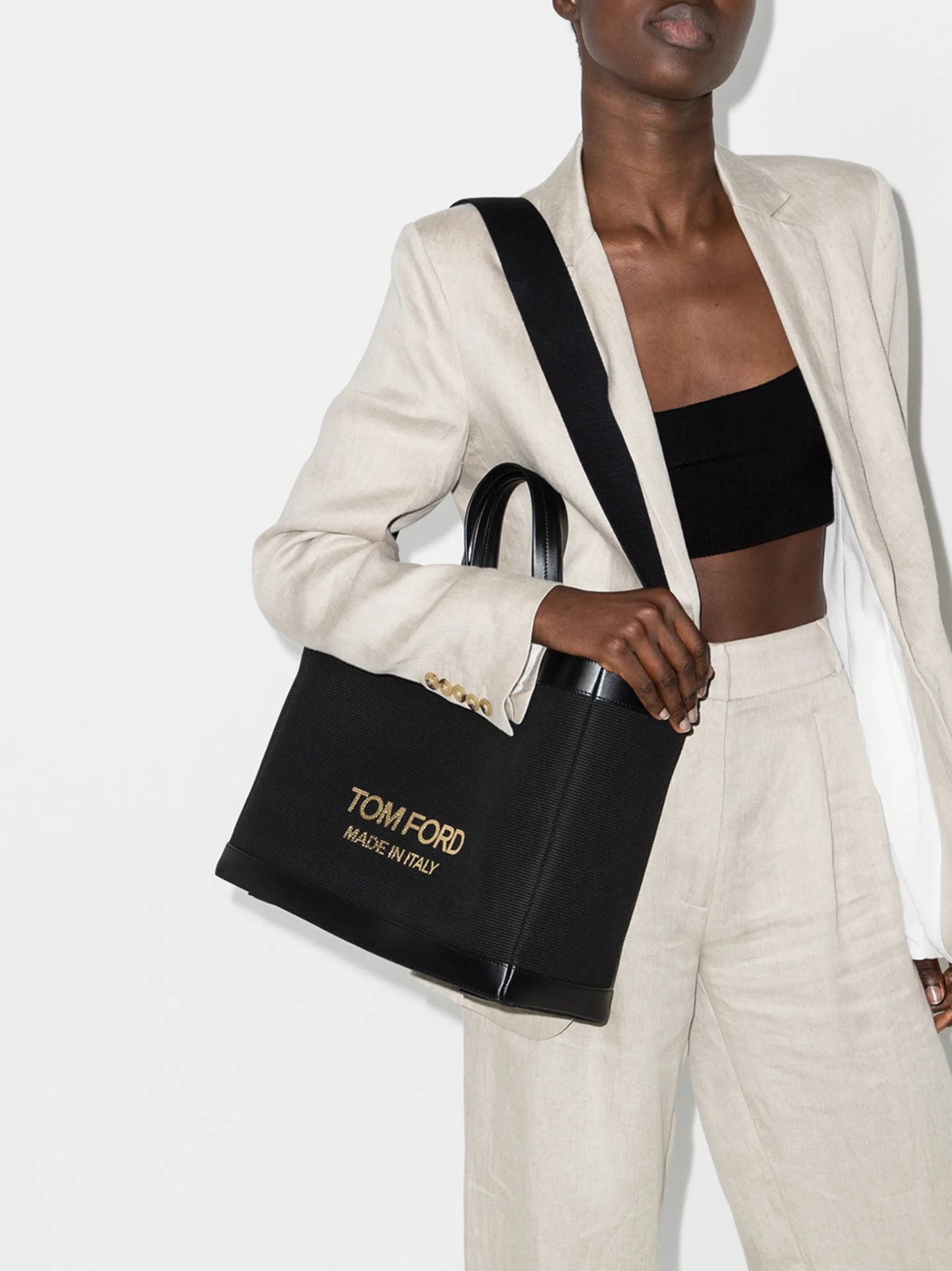 debossed-logo shopping tote-bag