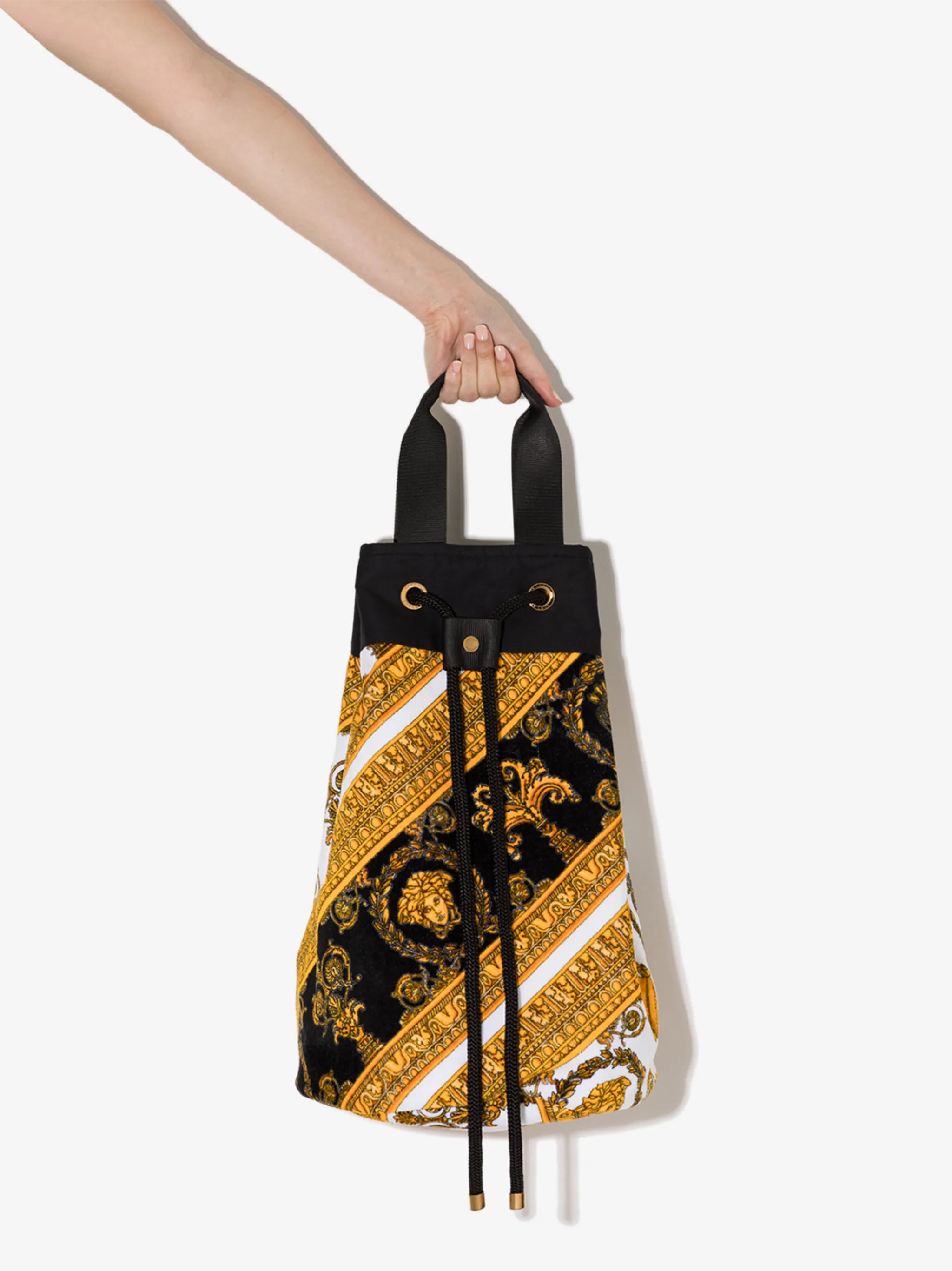 Barocco print drawstring beach bag