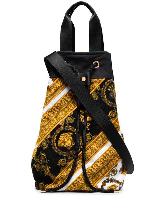 Barocco print drawstring beach bag