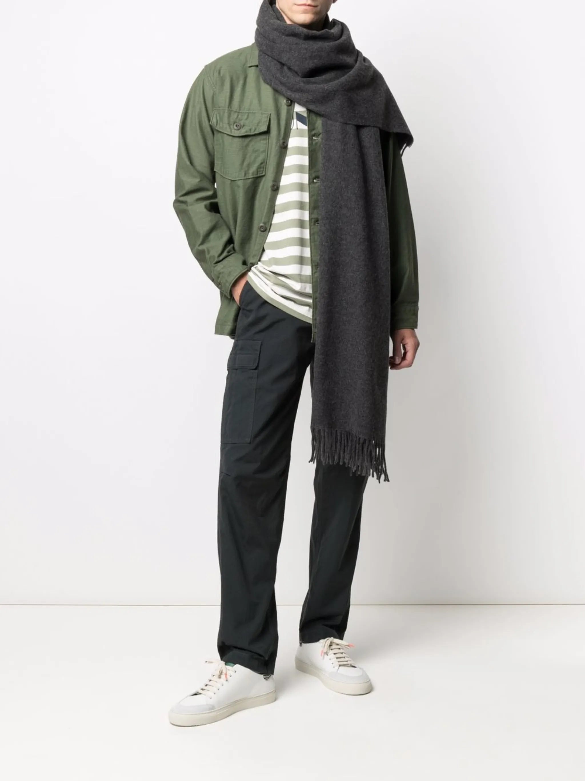 logo-patch fringed scarf