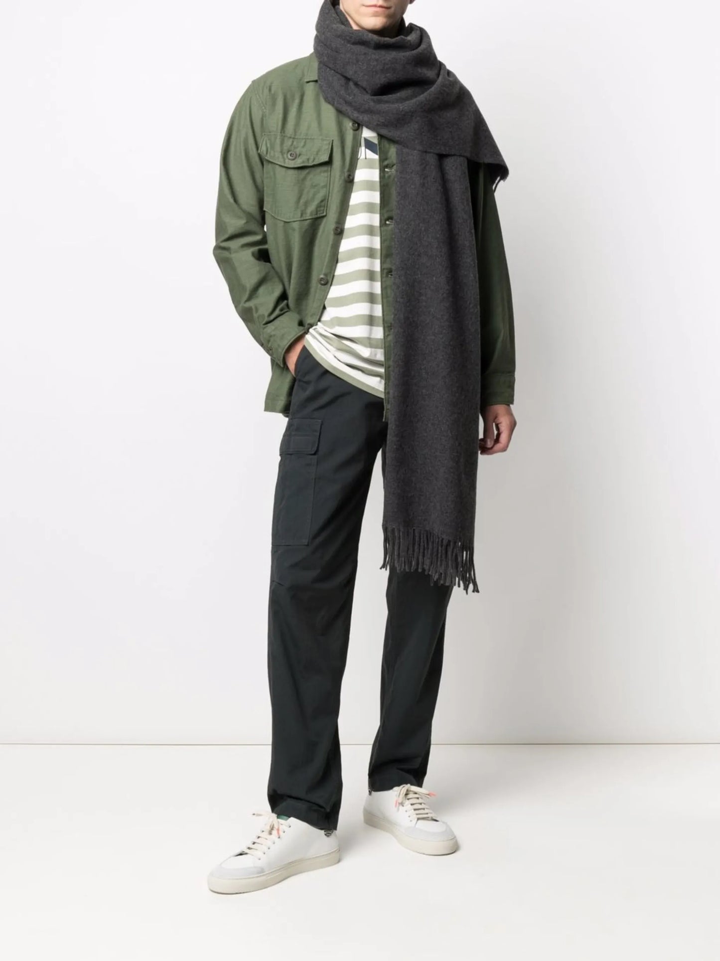logo-patch fringed scarf