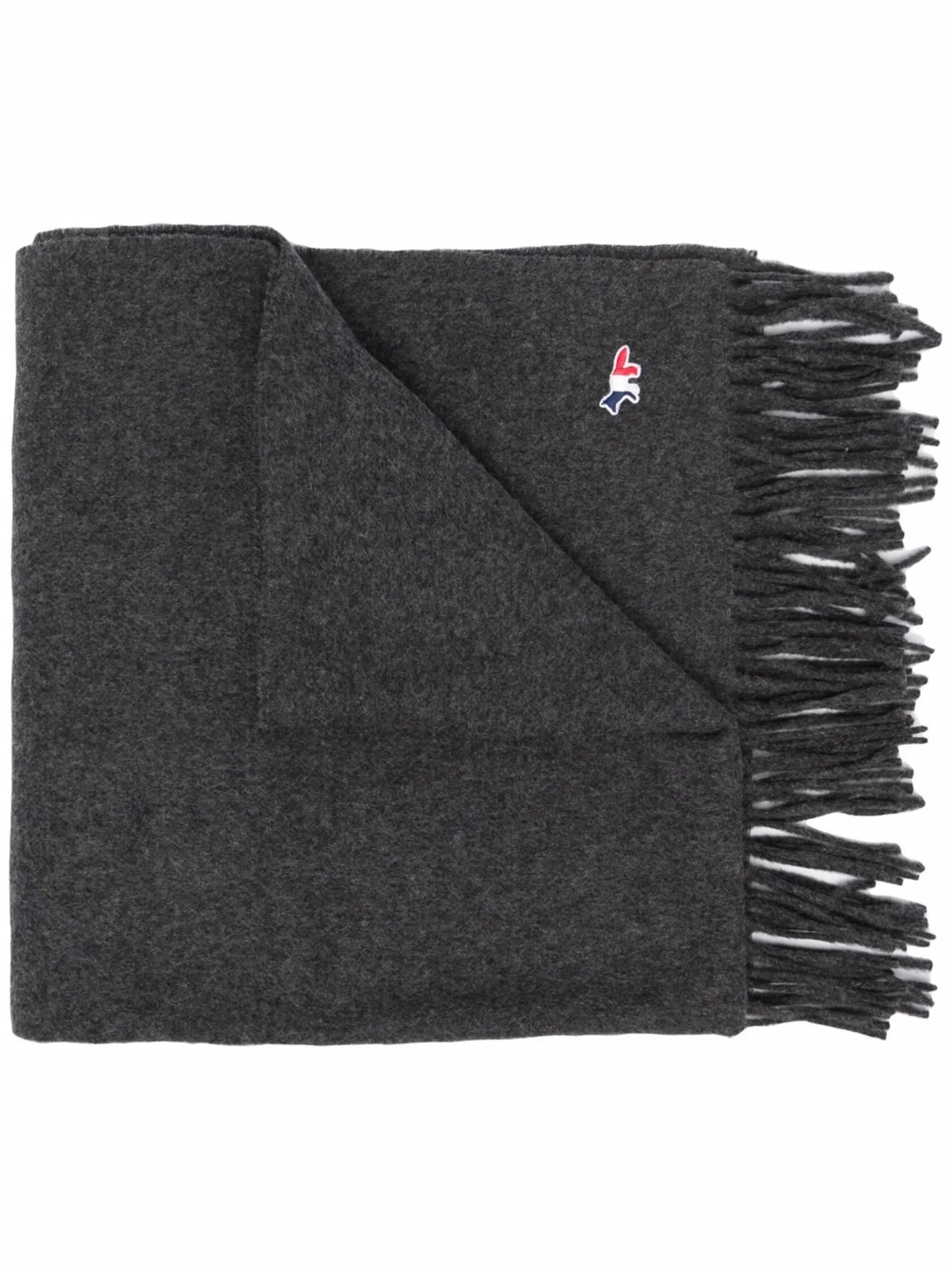logo-patch fringed scarf
