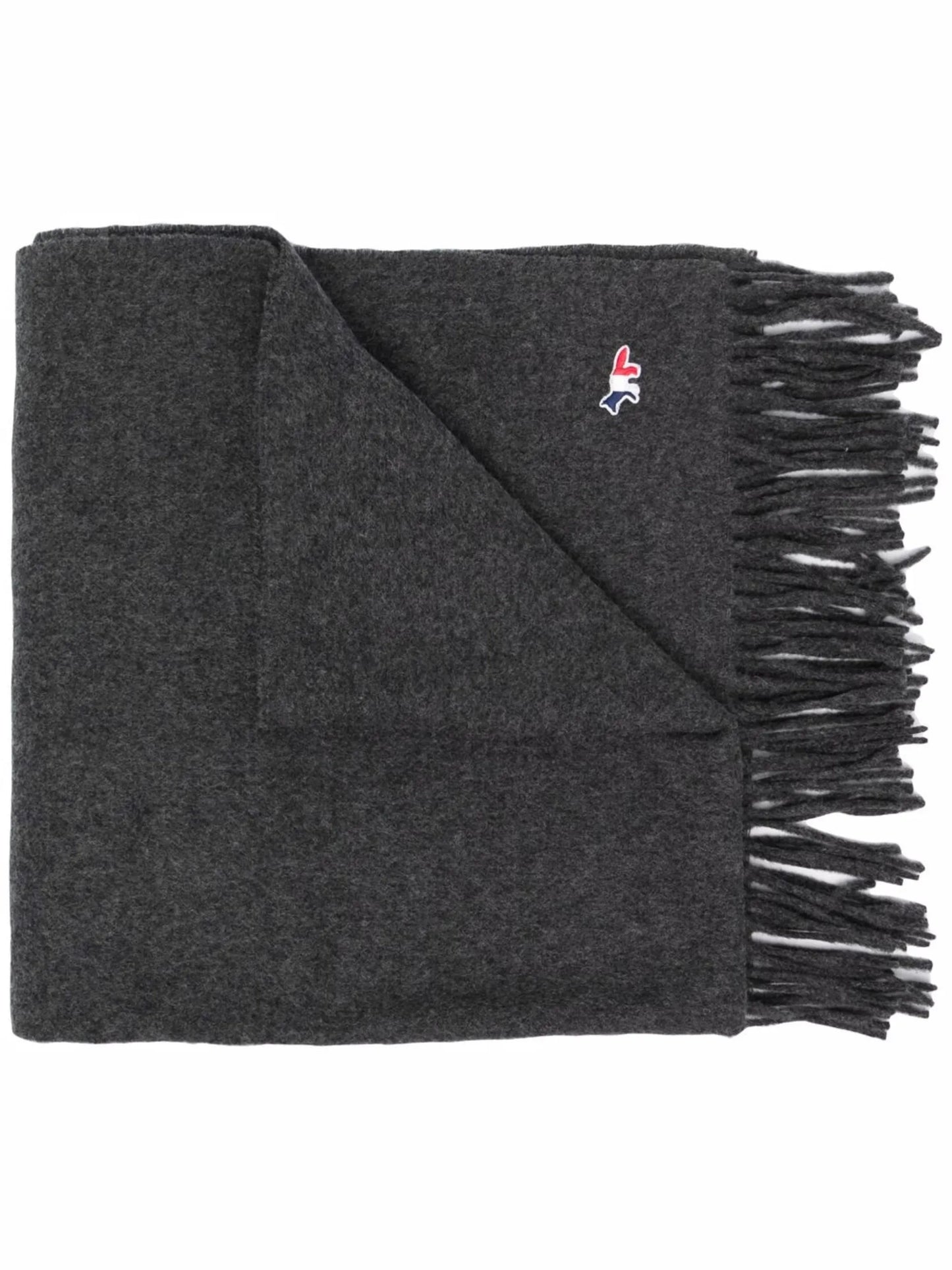 logo-patch fringed scarf