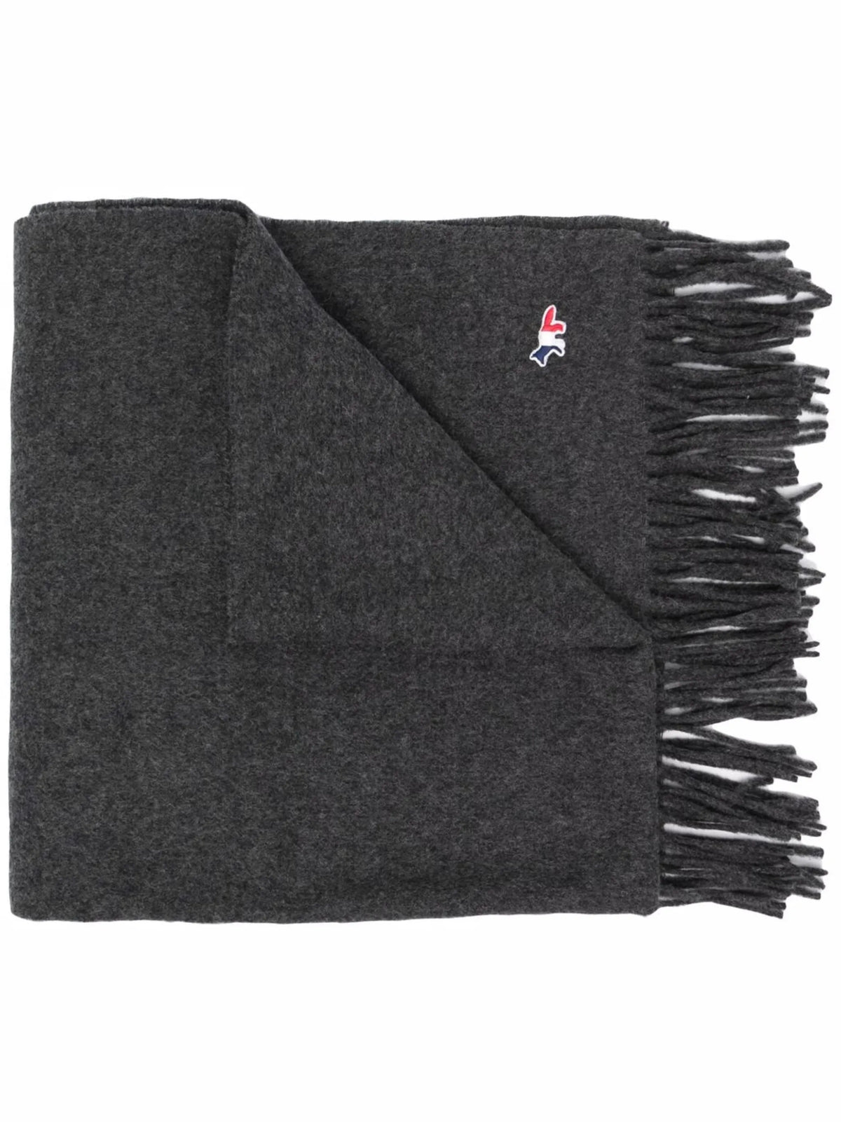 logo-patch fringed scarf