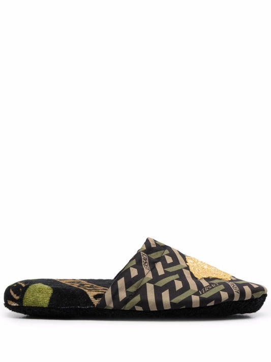 logo embroidered slippers