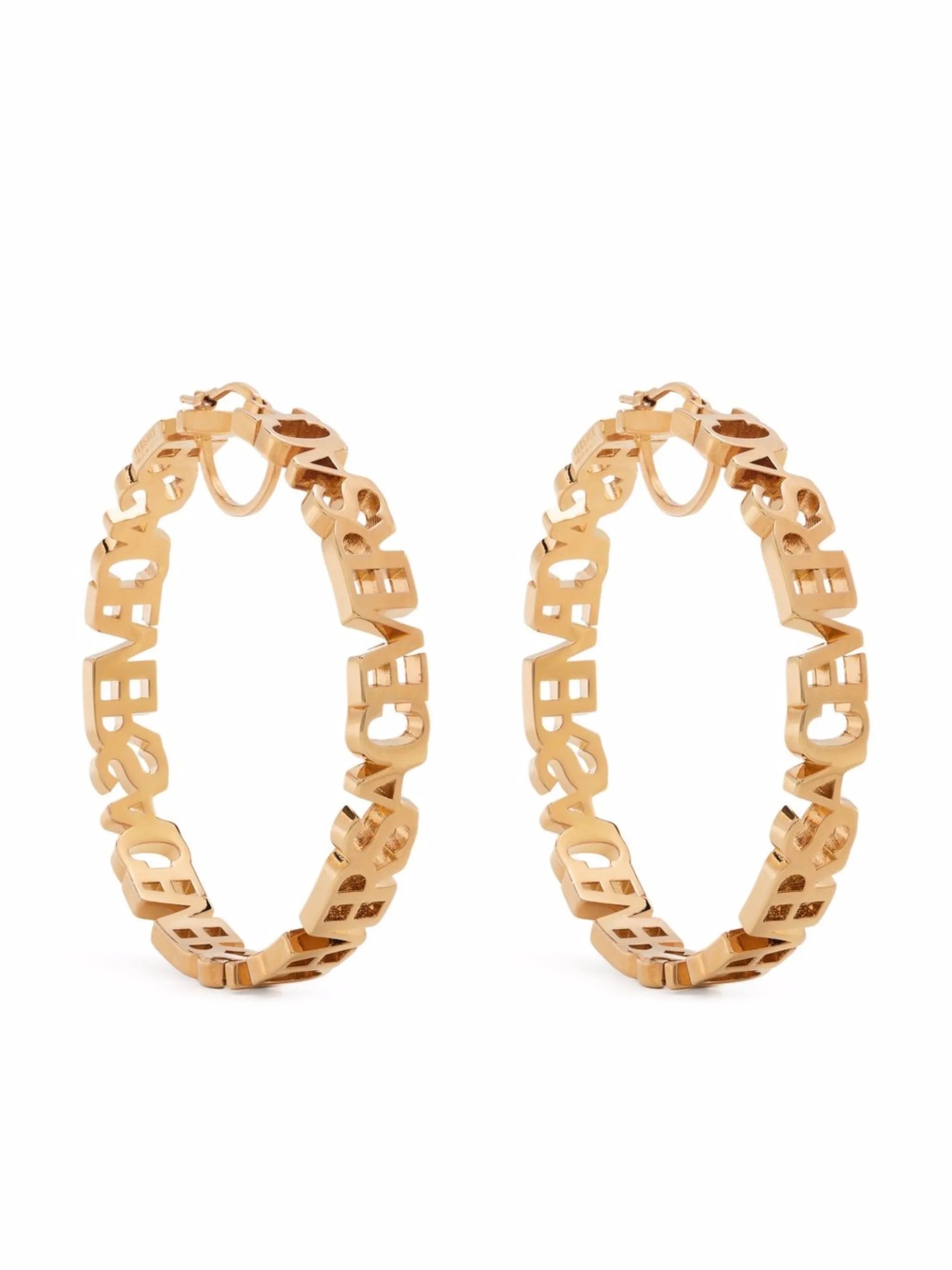 logo-lettering hoop earrings