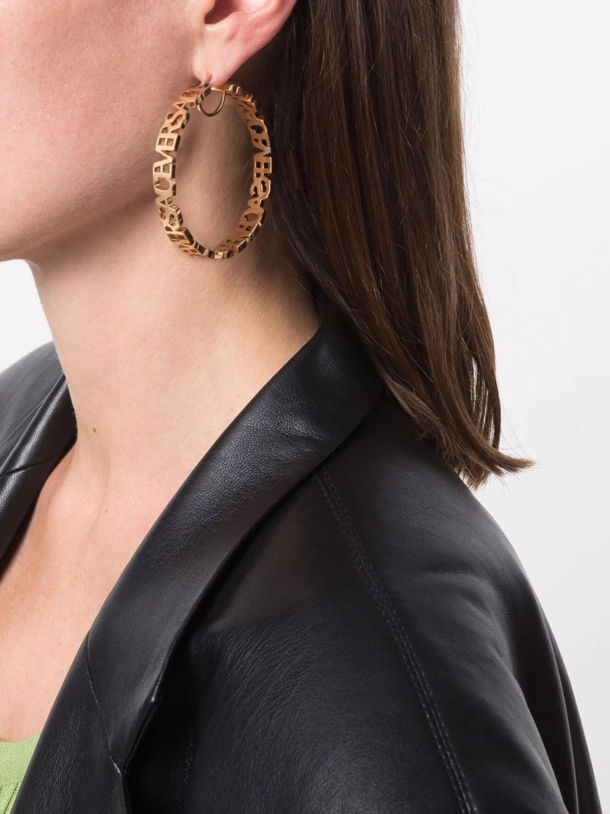logo-lettering hoop earrings