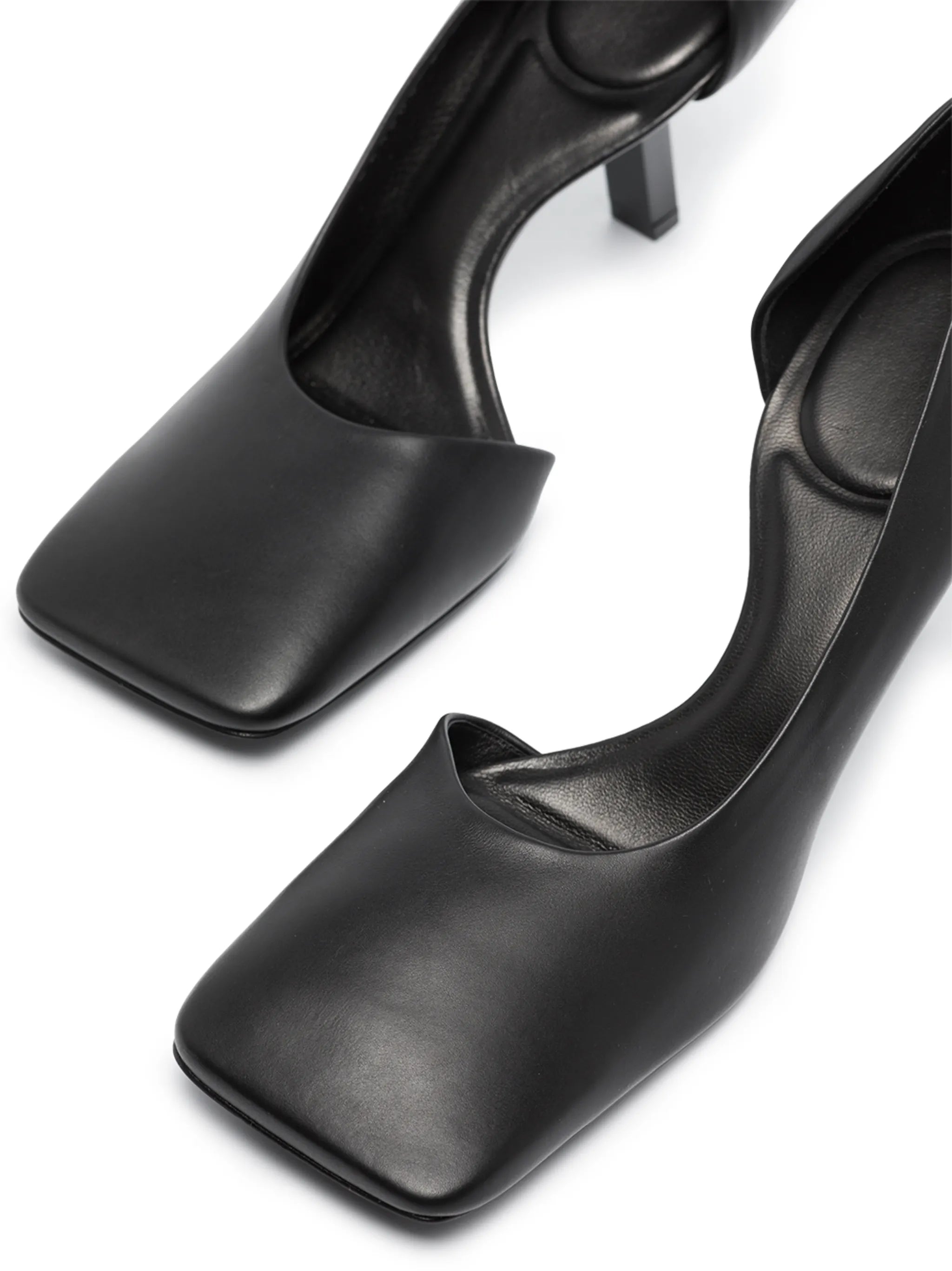 D'orsay sculpted heel leather pumps